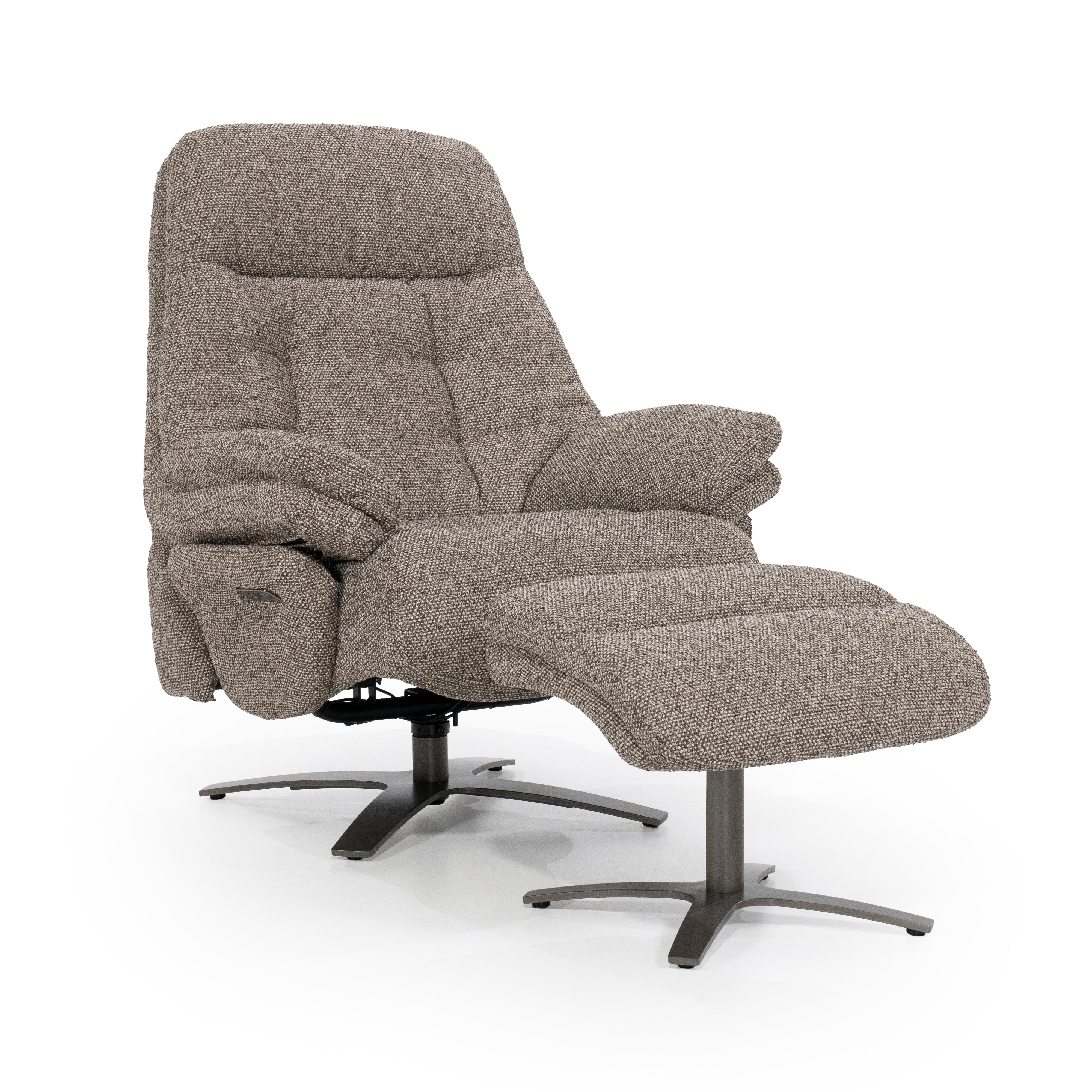 Sessel mit Fußstütze CALEB dunkelbeige mit schwarzem Gestell