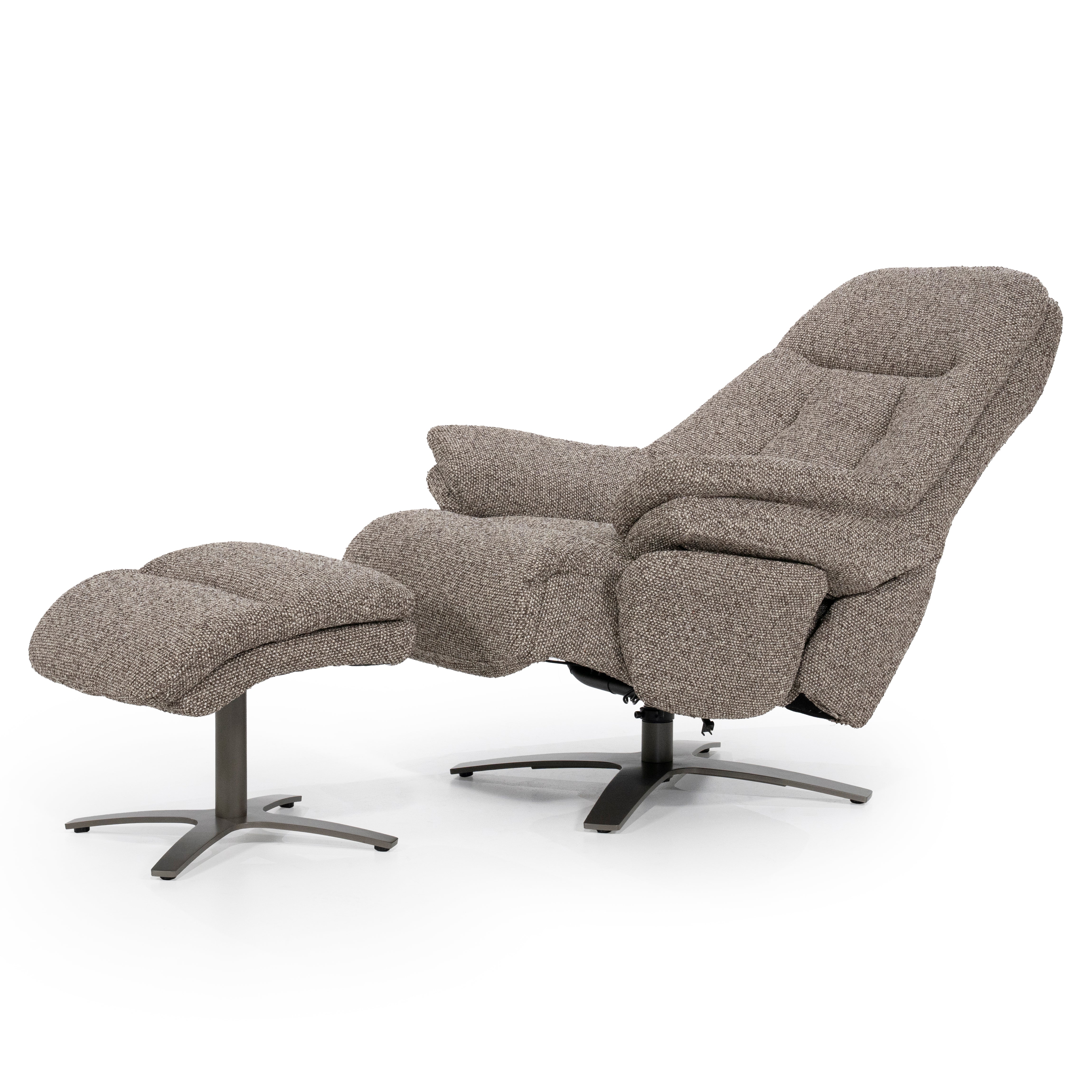 Sessel mit Fußstütze CALEB dunkelbeige mit schwarzem Gestell