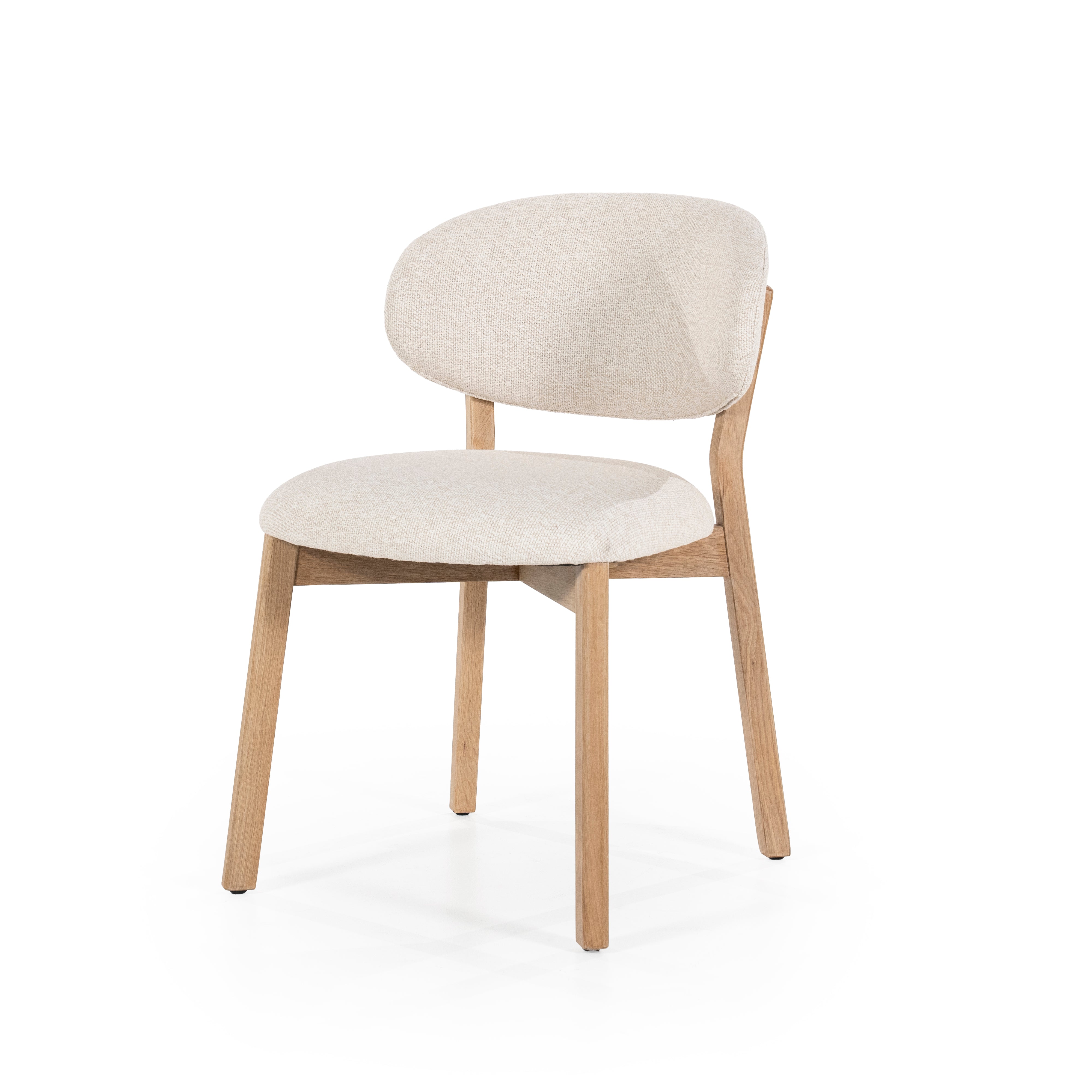 Stuhl MIKKY beige mit Eichenbasis
