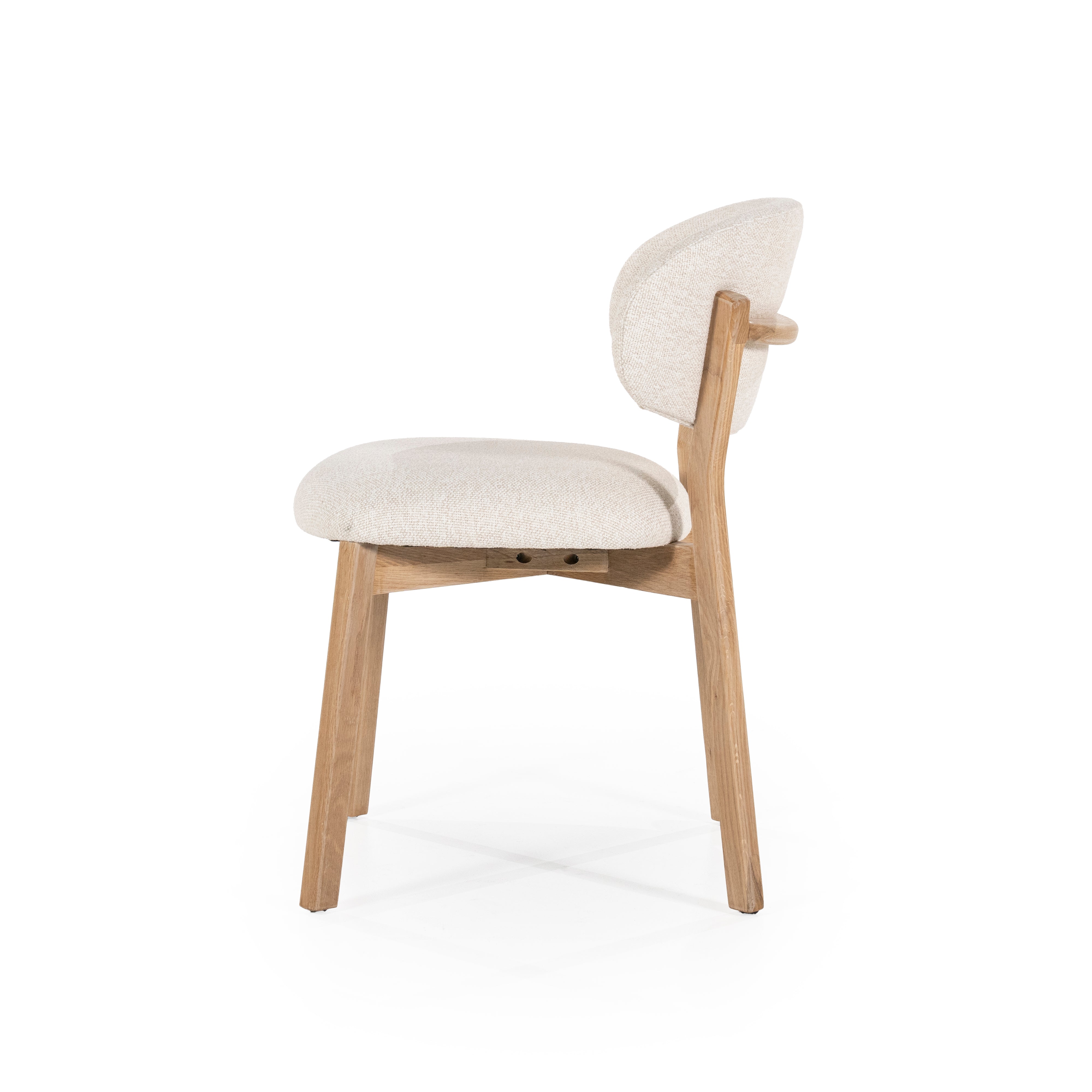 Stuhl MIKKY beige mit Eichenbasis