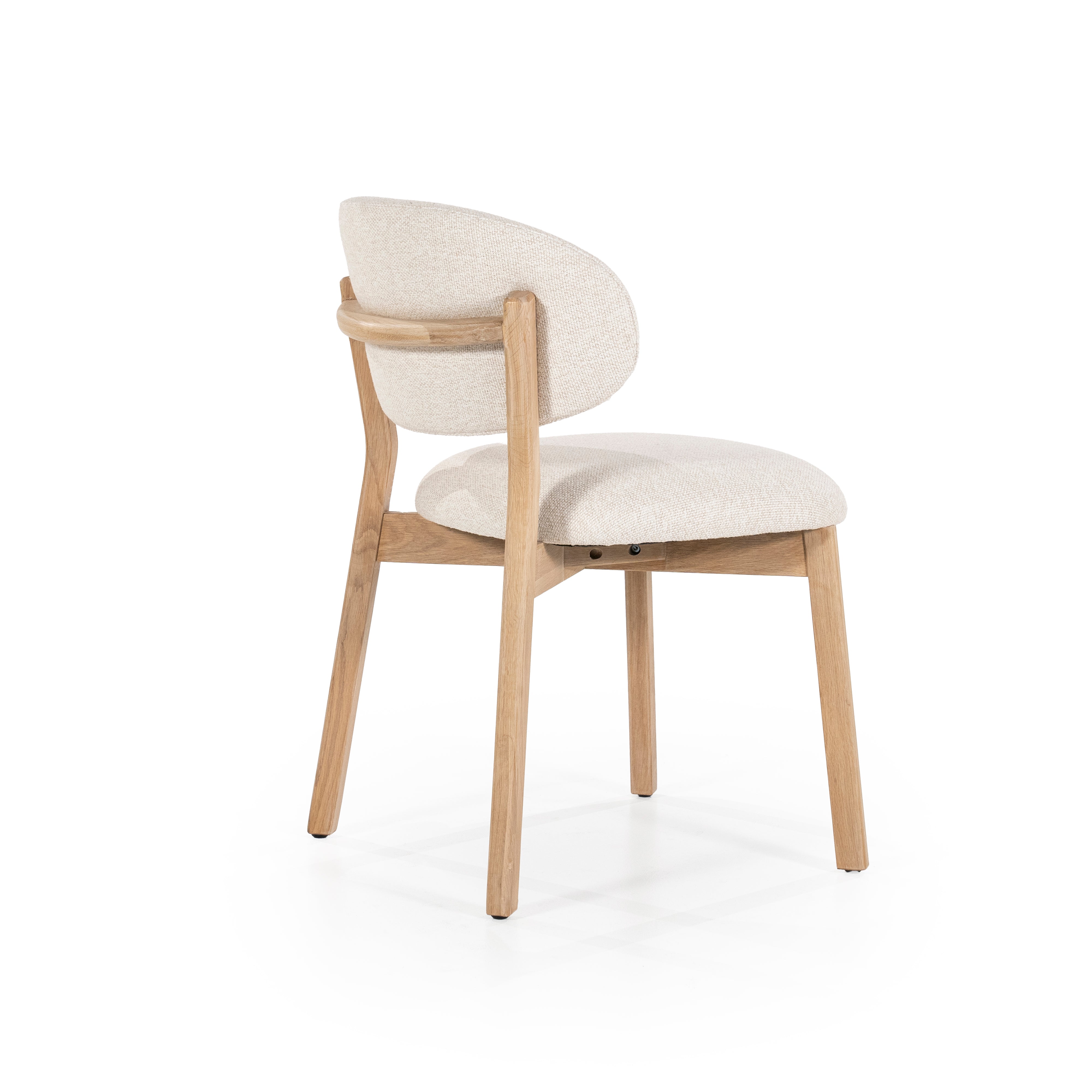 Stuhl MIKKY beige mit Eichenbasis