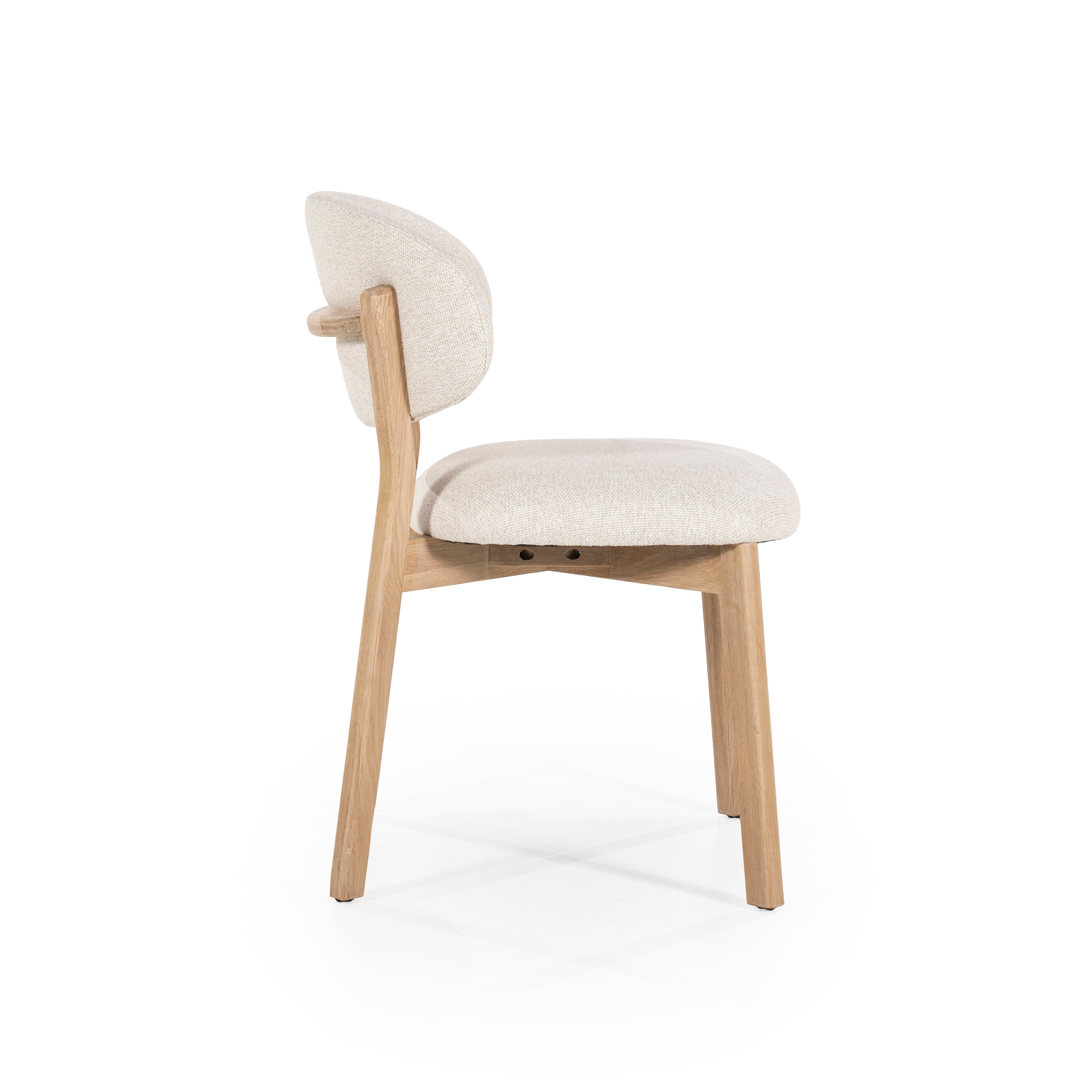 Stuhl MIKKY beige mit Eichenbasis