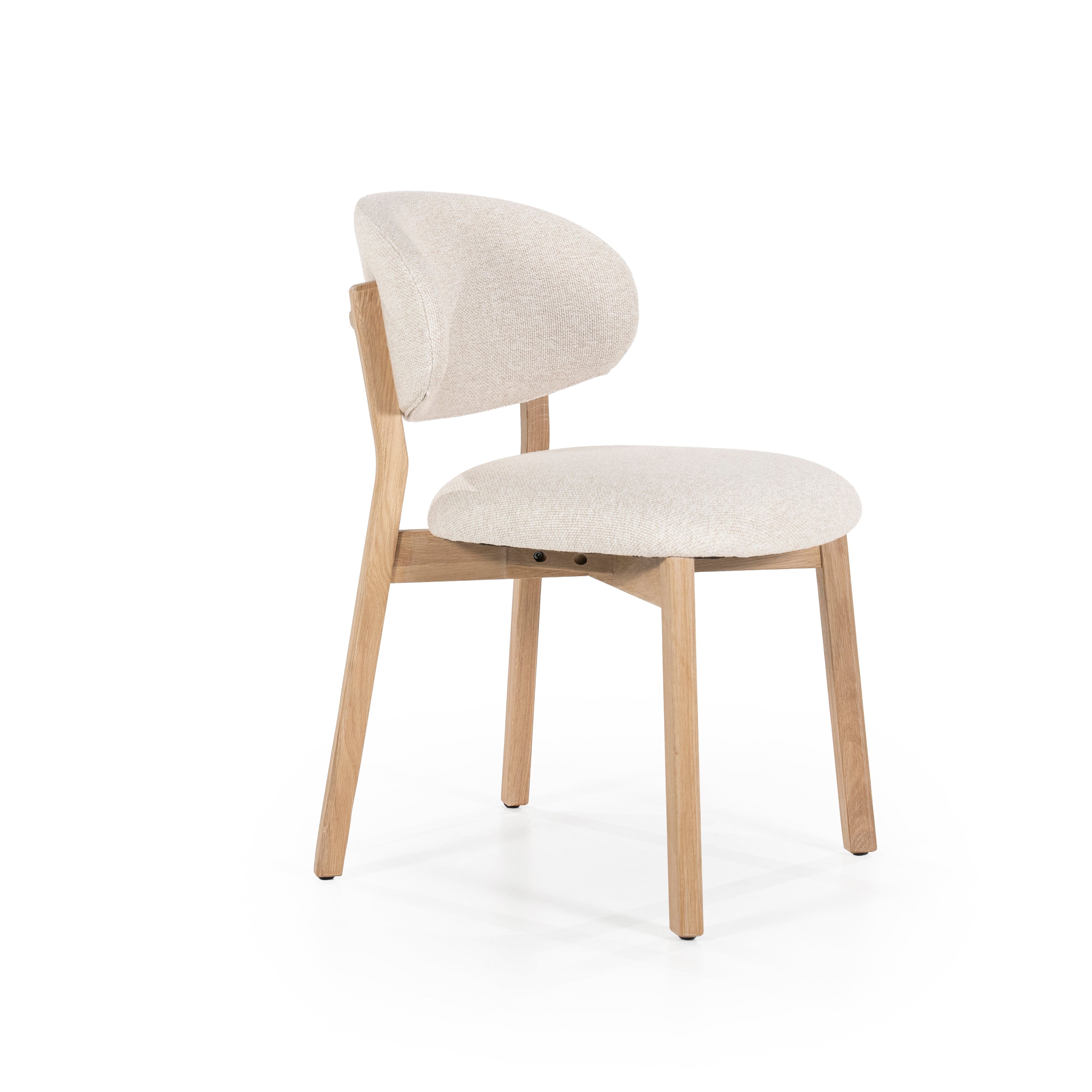 Stuhl MIKKY beige mit Eichenbasis