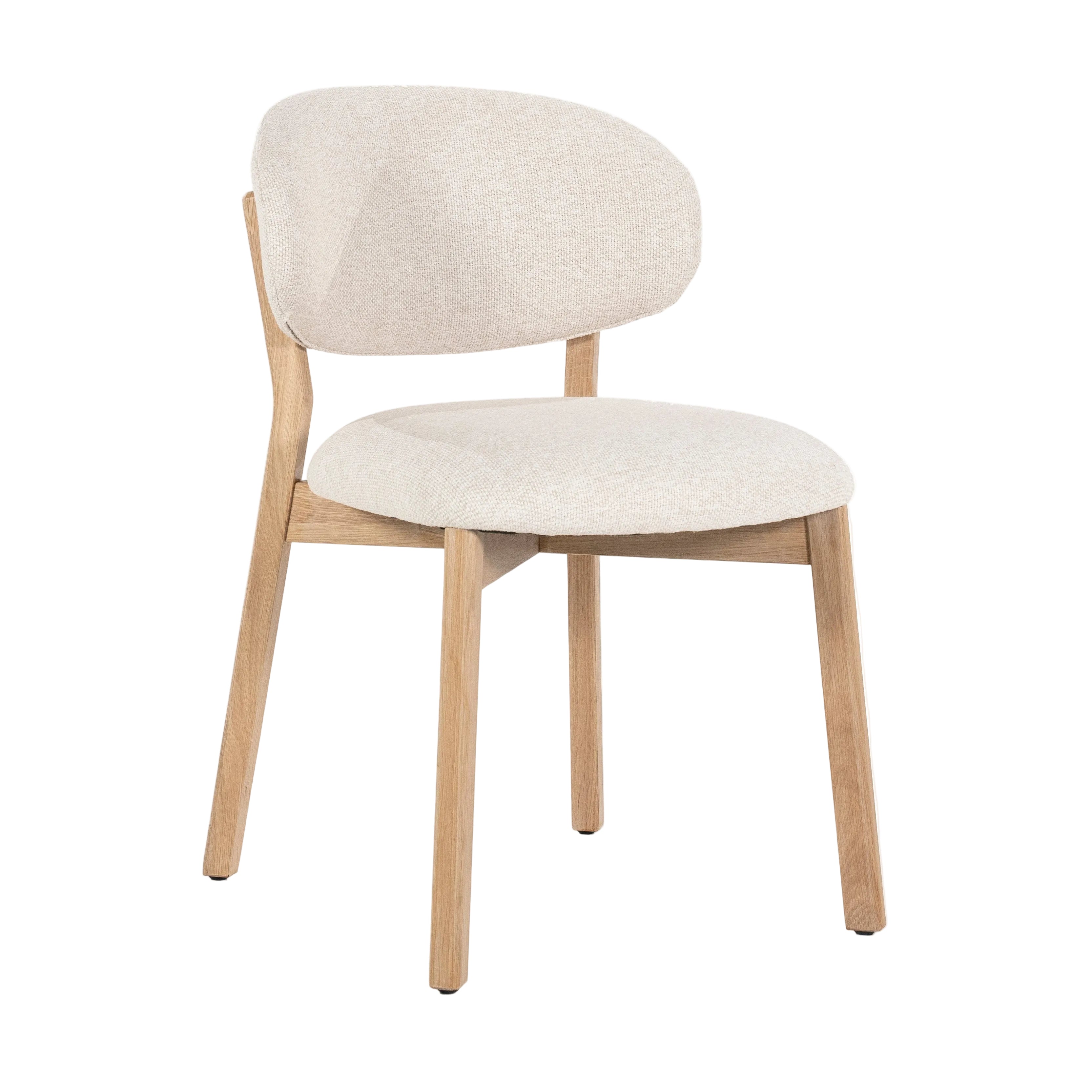 Stuhl MIKKY beige mit Eichenbasis