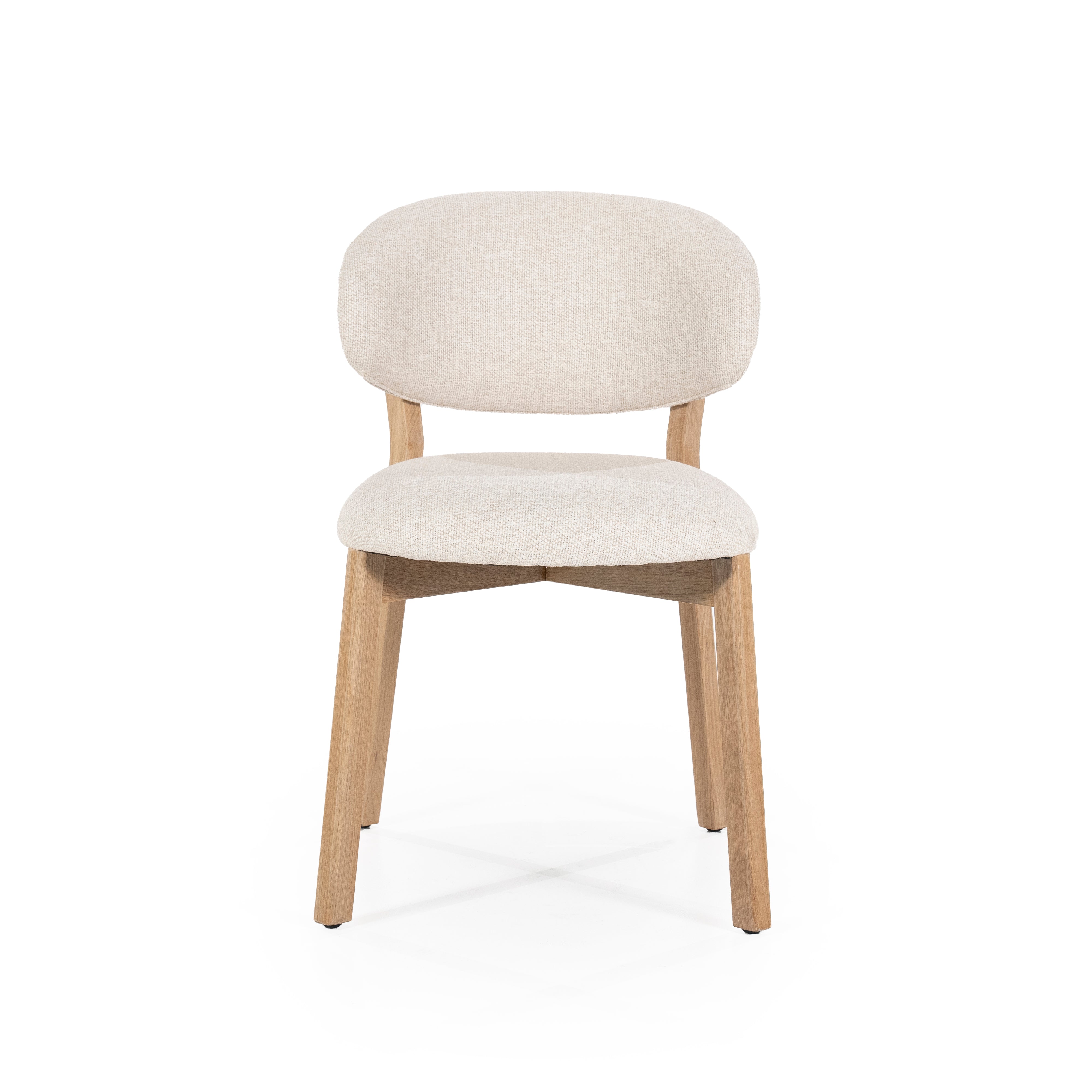 Stuhl MIKKY beige mit Eichenbasis