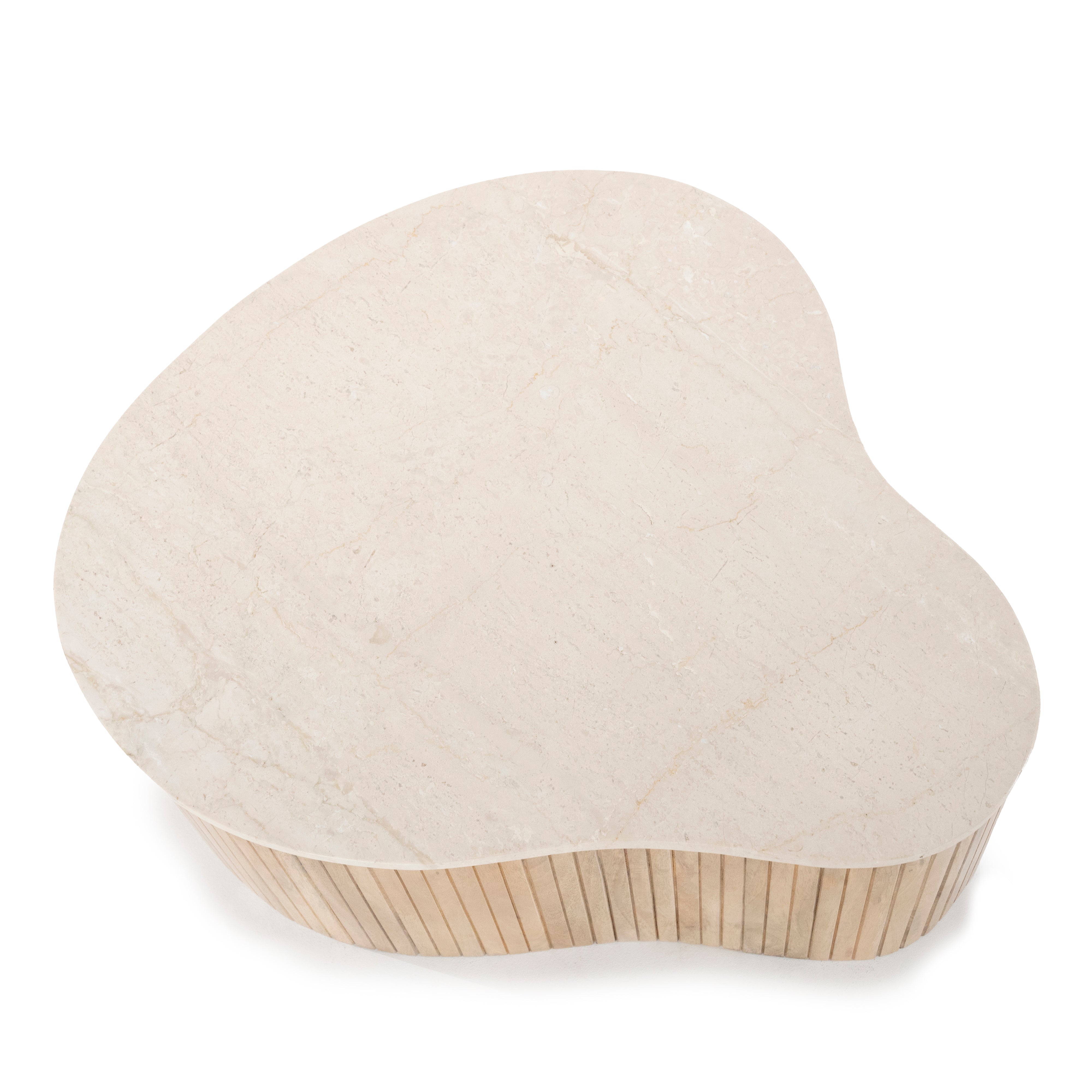 KIRA Couchtisch aus Mangoholz mit Marmorplatte