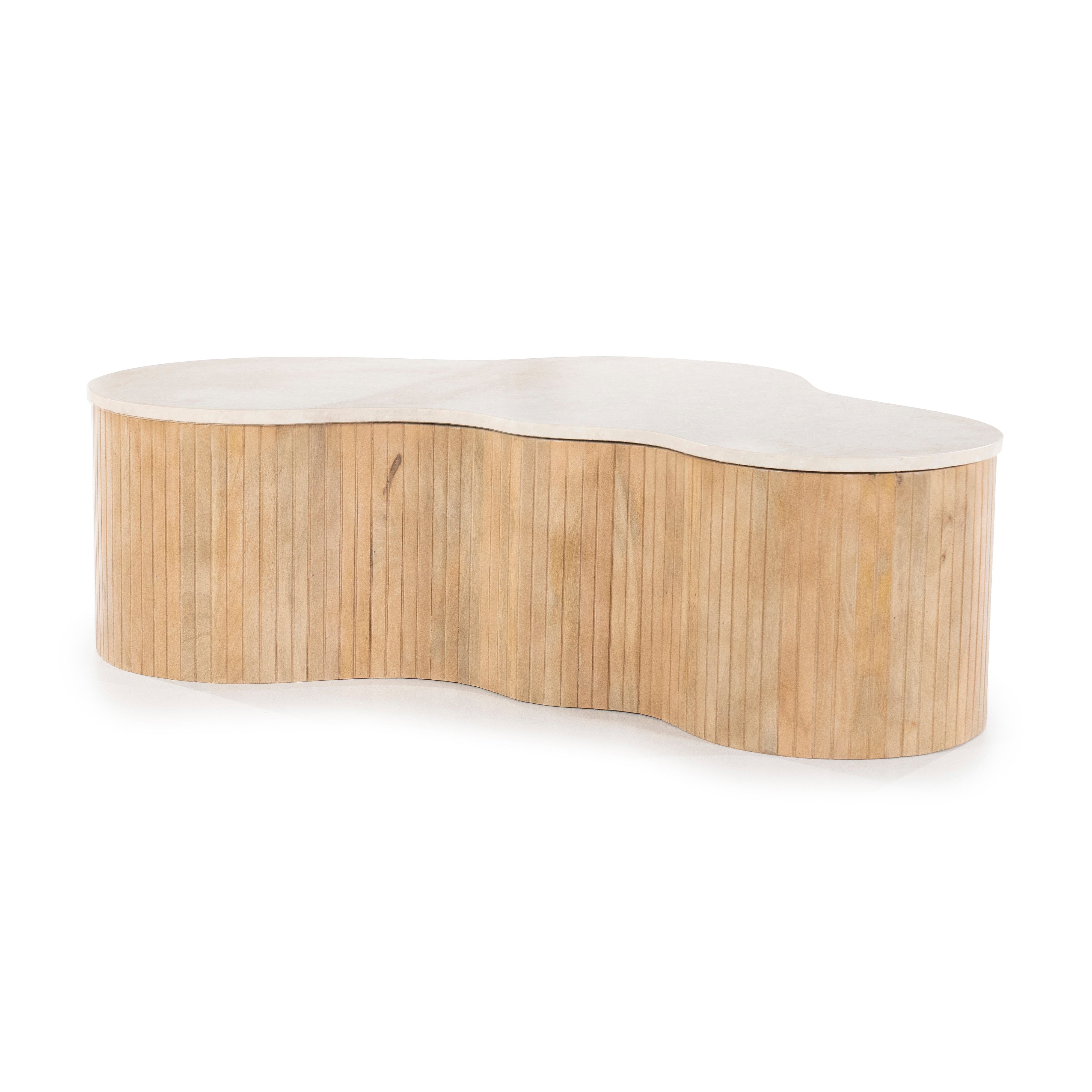 KIRA Couchtisch aus Mangoholz mit Marmorplatte