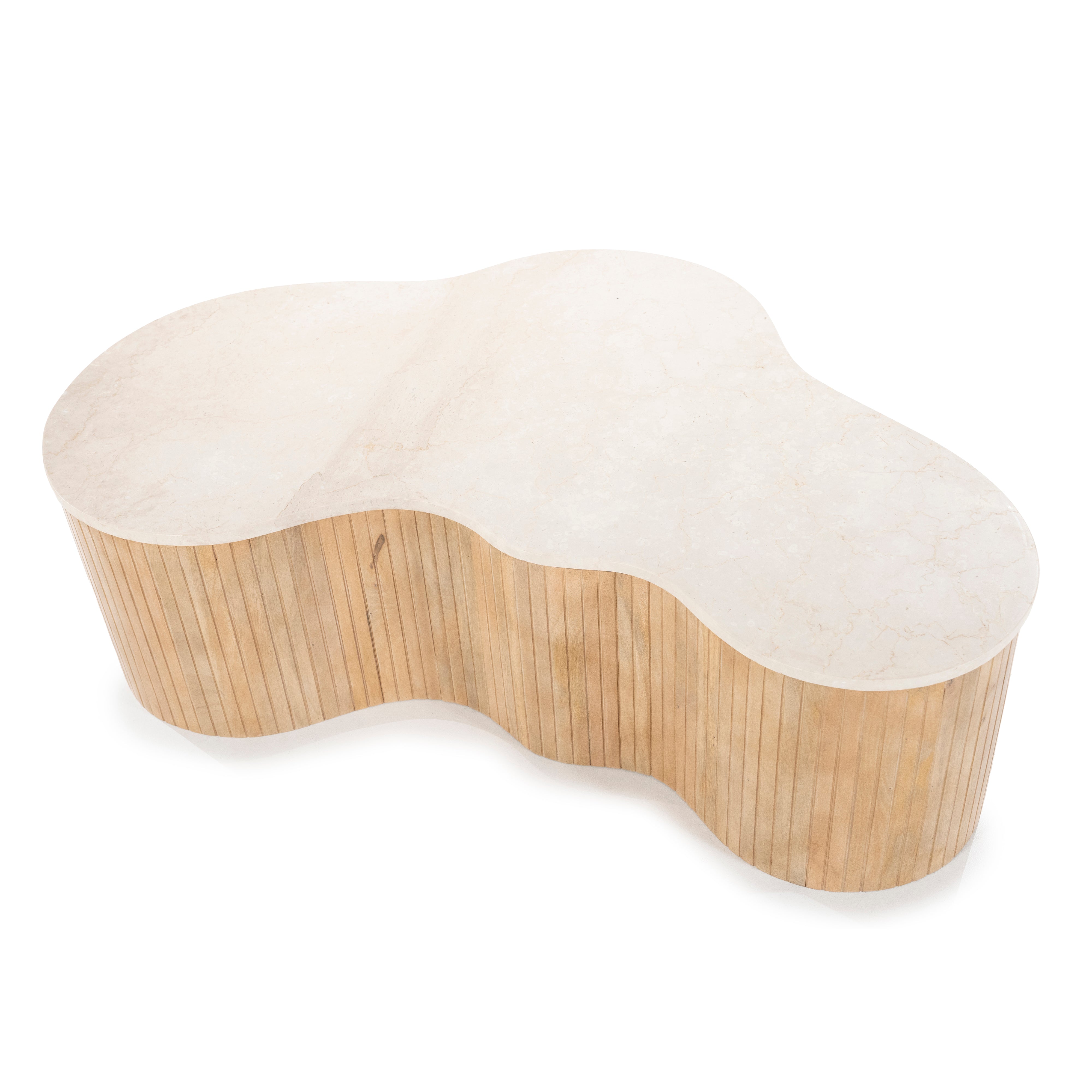 KIRA Couchtisch aus Mangoholz mit Marmorplatte