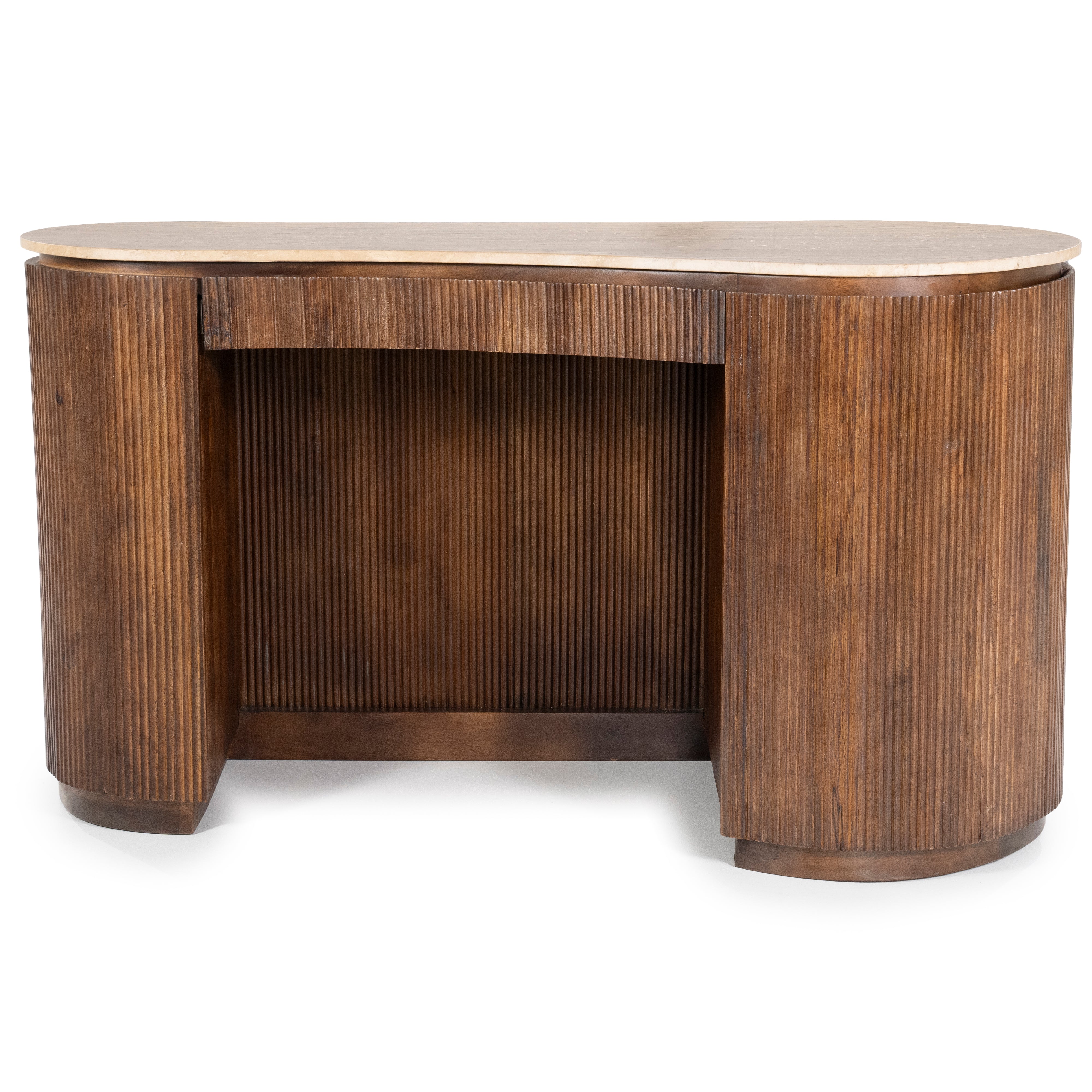 MARI desk made of mango wood with a travertine top
