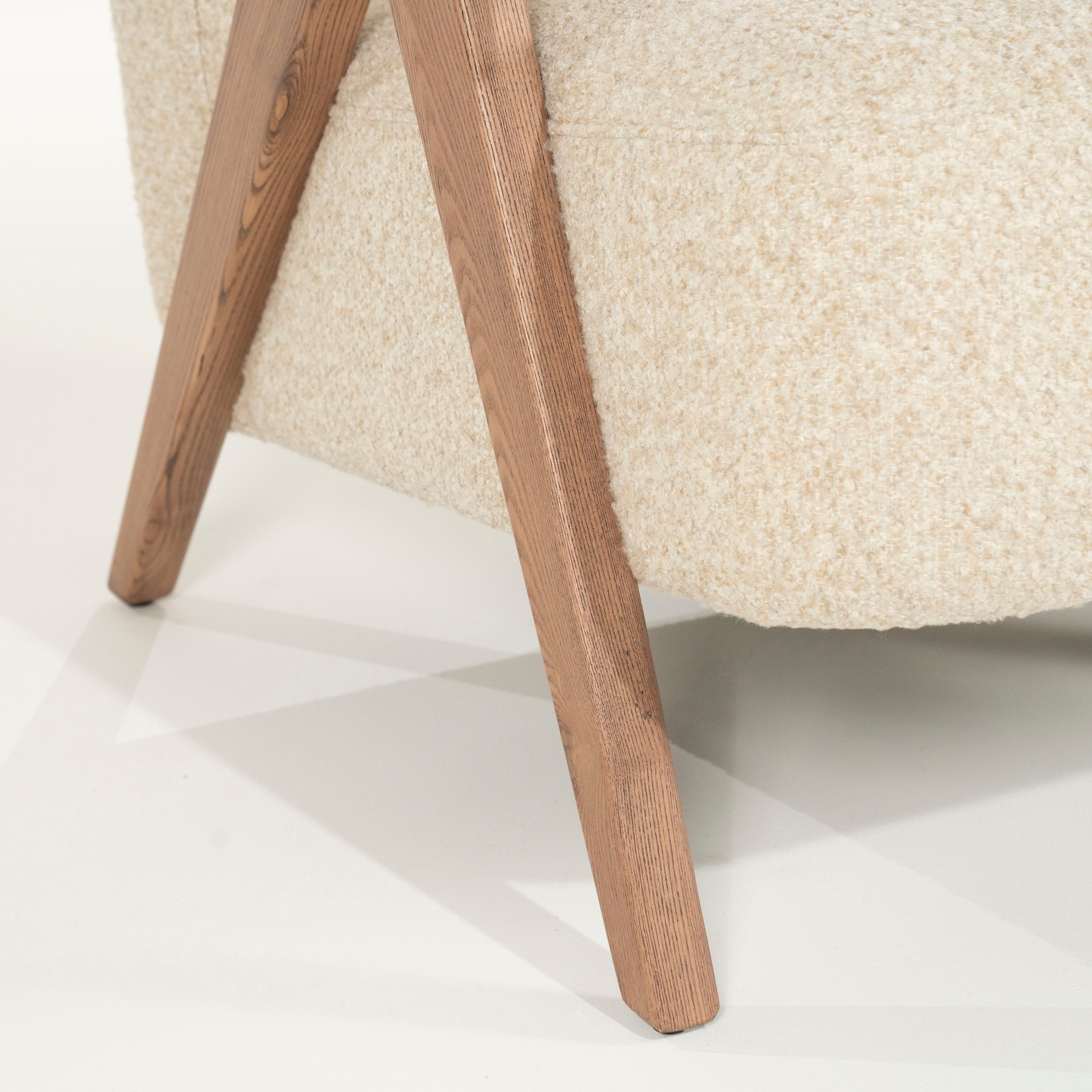 FRANCIS beige armchair with wooden base