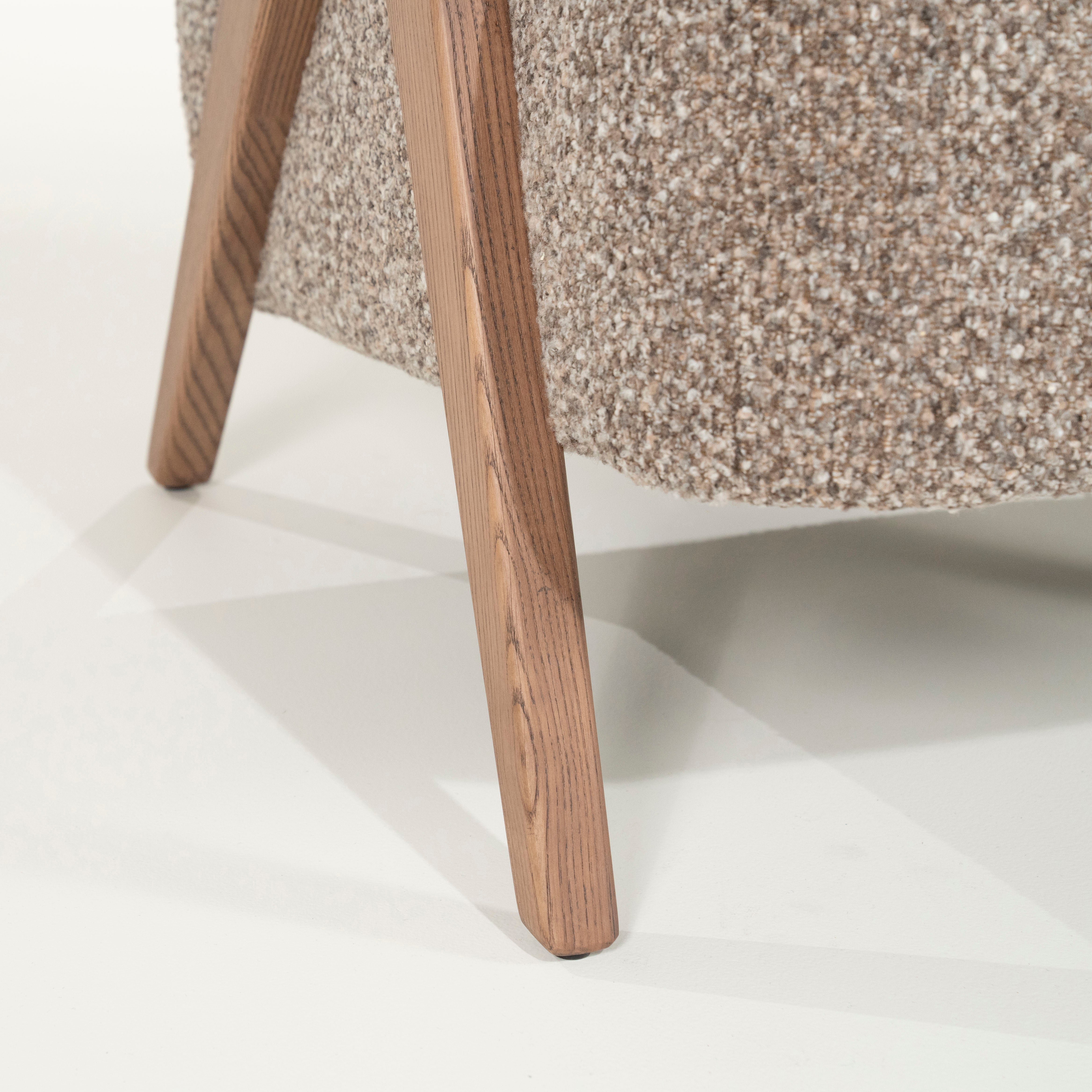 FRANCIS Armchair in Dark Beige with Wooden Base