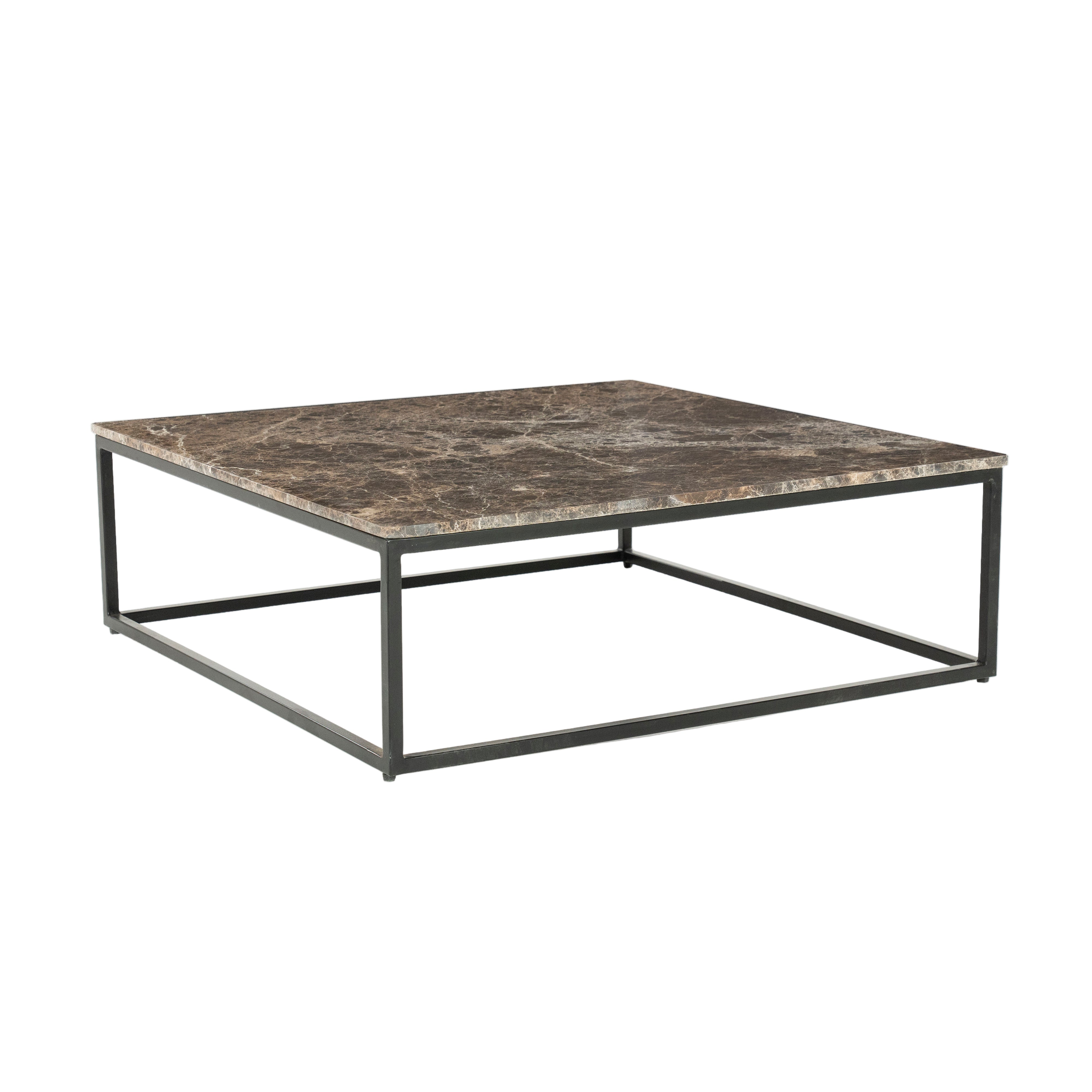 RICO dark brown marble coffee table with a metal base