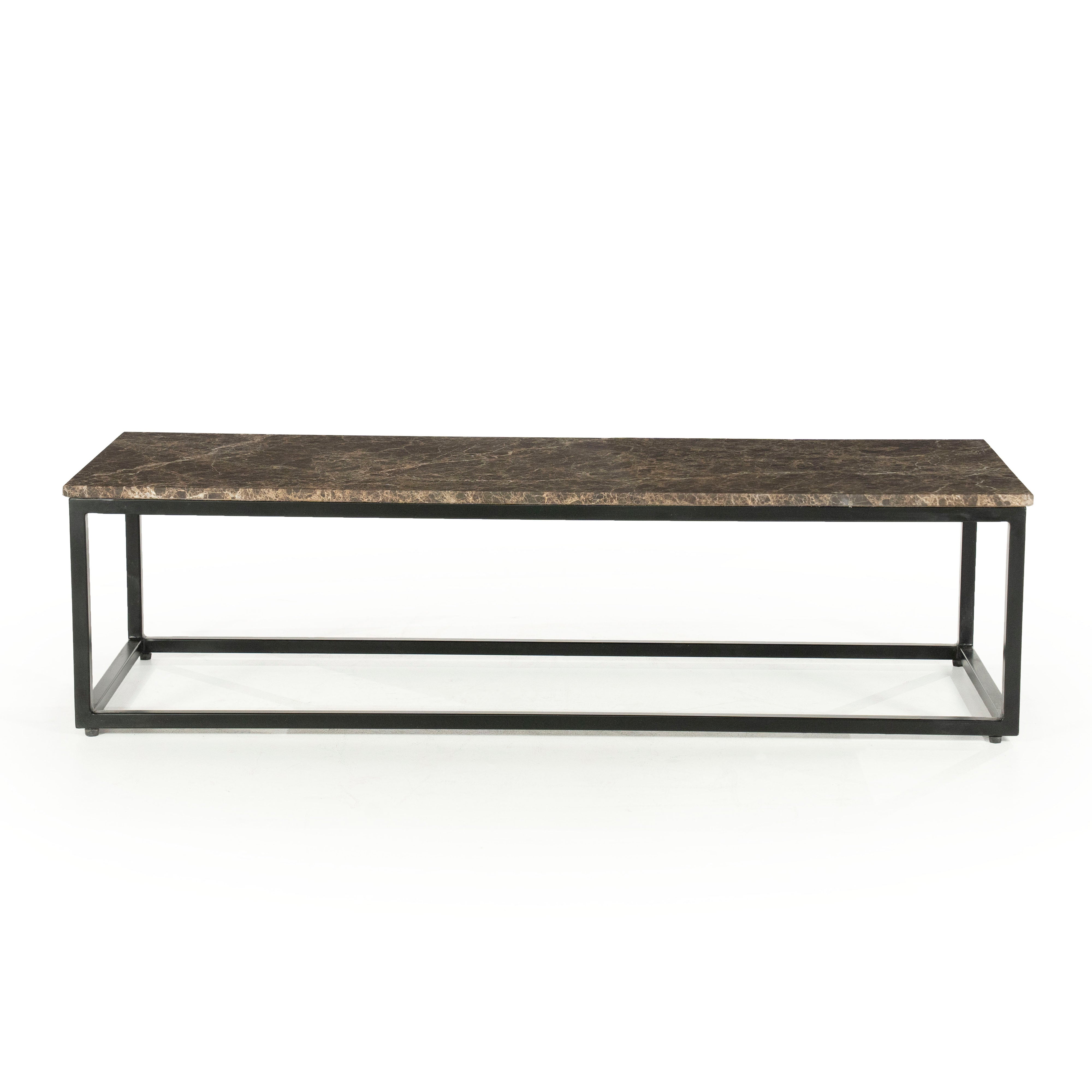 RICO dark brown marble coffee table with a metal base