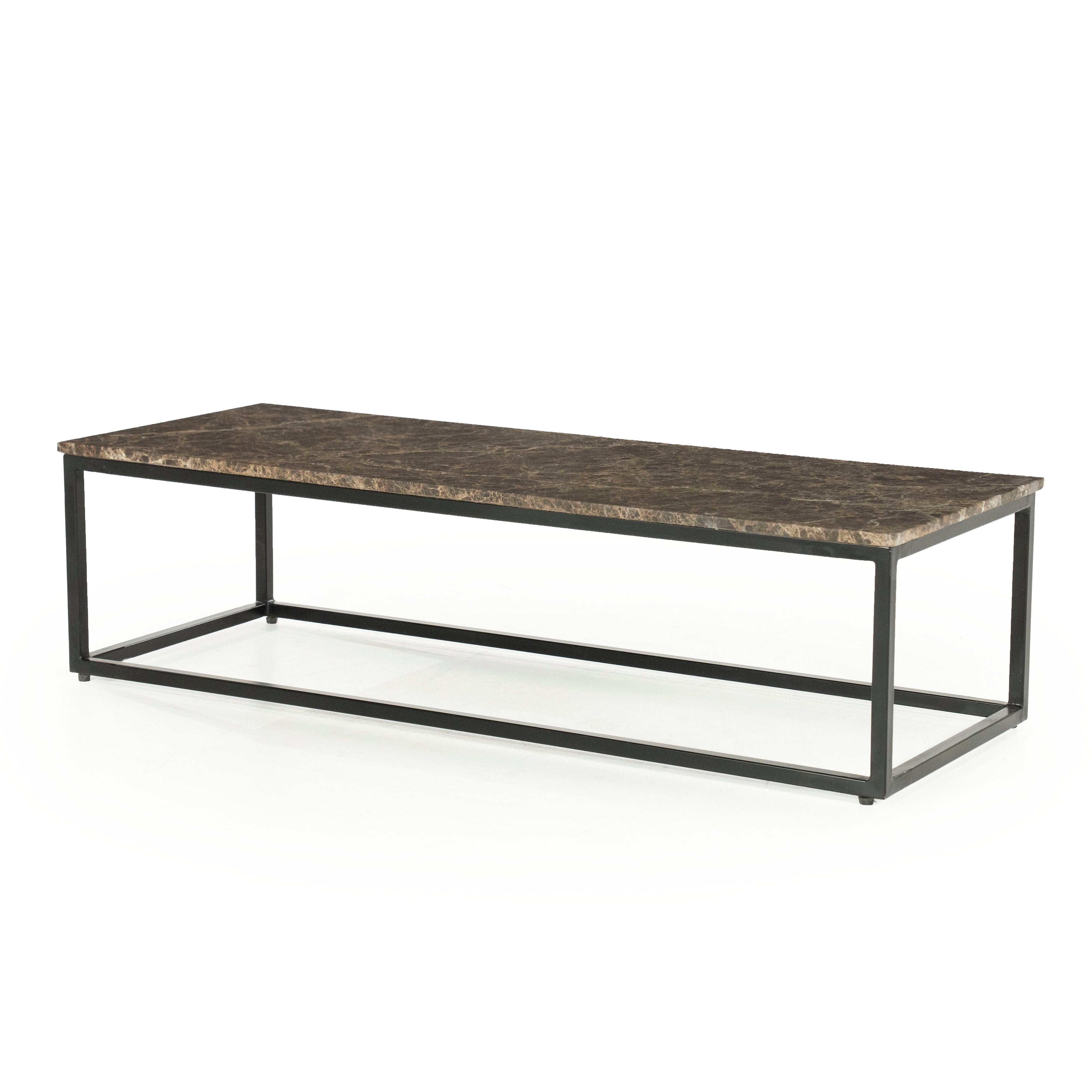 RICO dark brown marble coffee table with a metal base