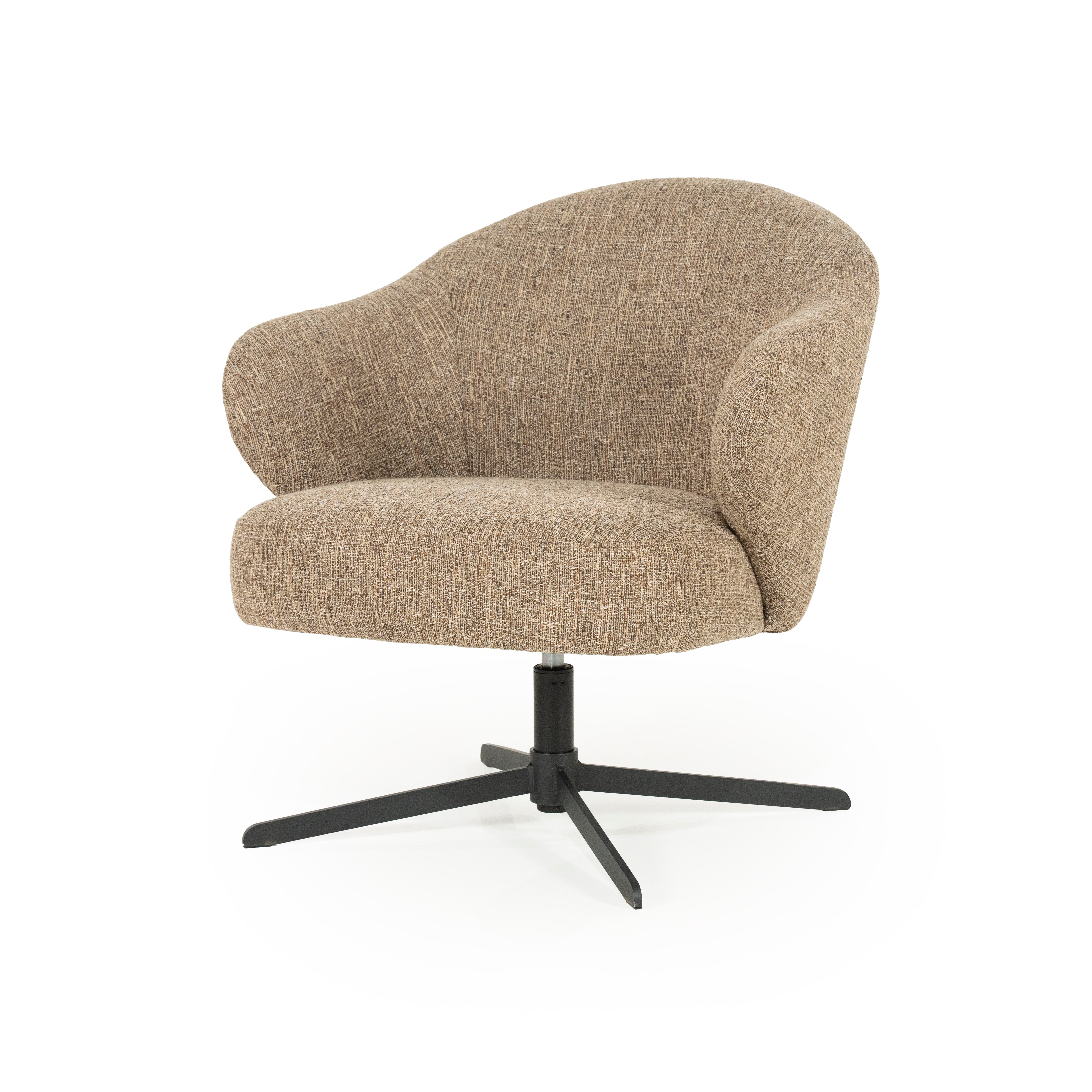 CONNOR brown swivel armchair with black base