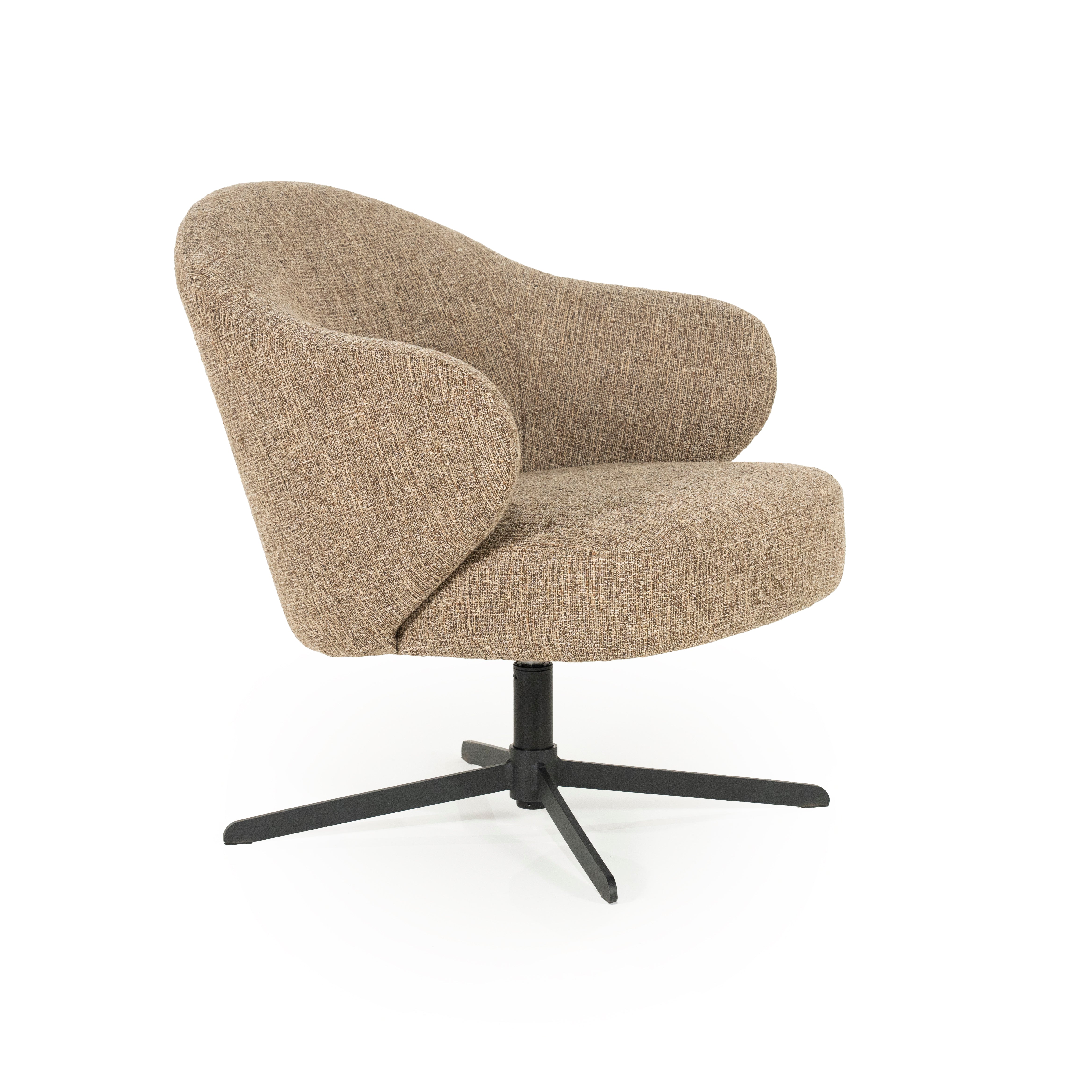 CONNOR brown swivel armchair with black base