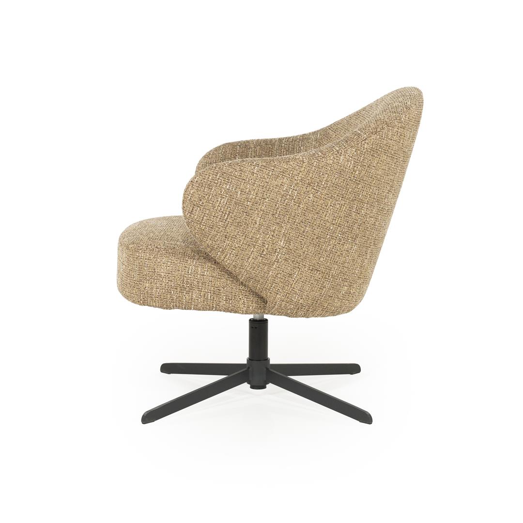 CONNOR swivel armchair mustard brown with black base