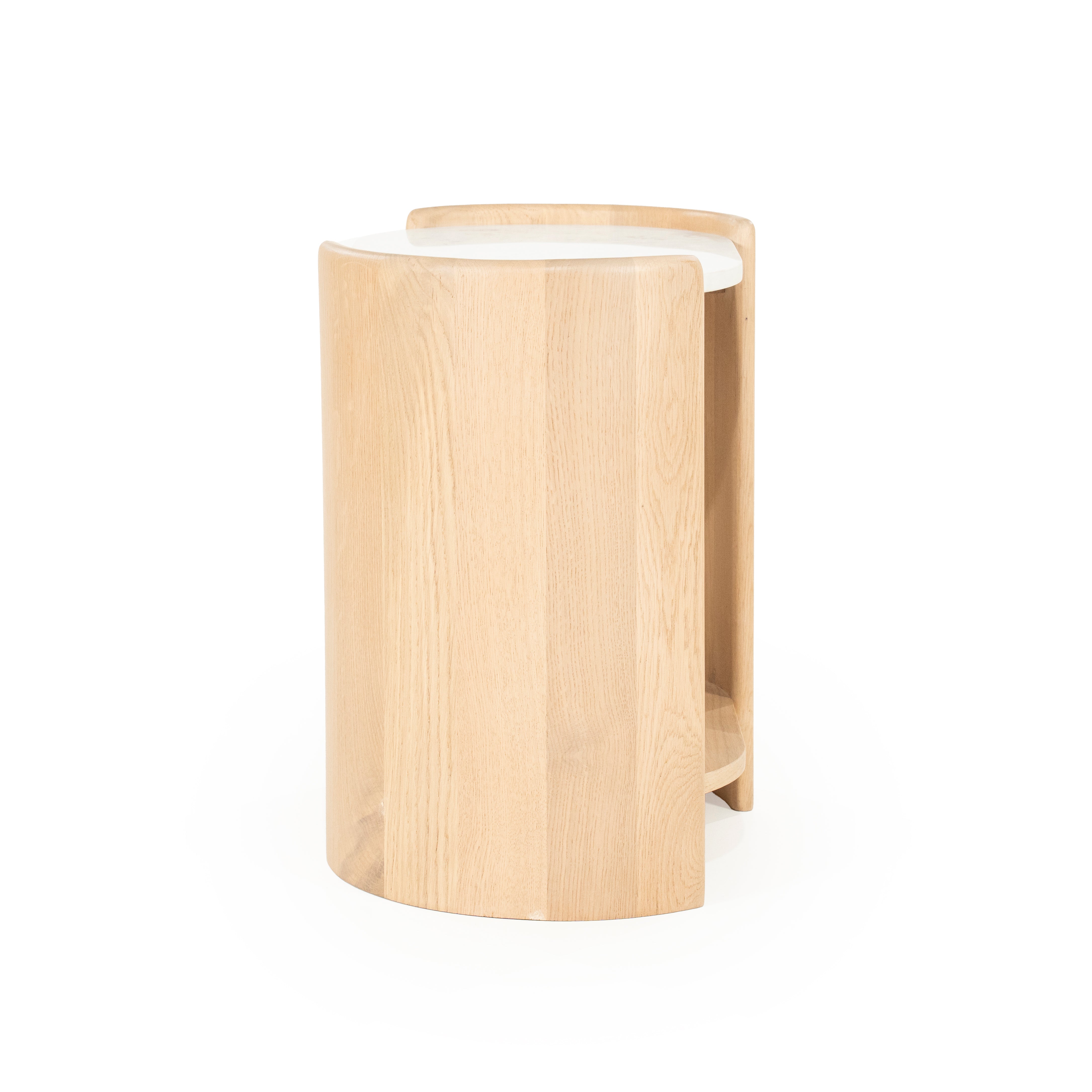 DON side table made of oak wood with a marble top