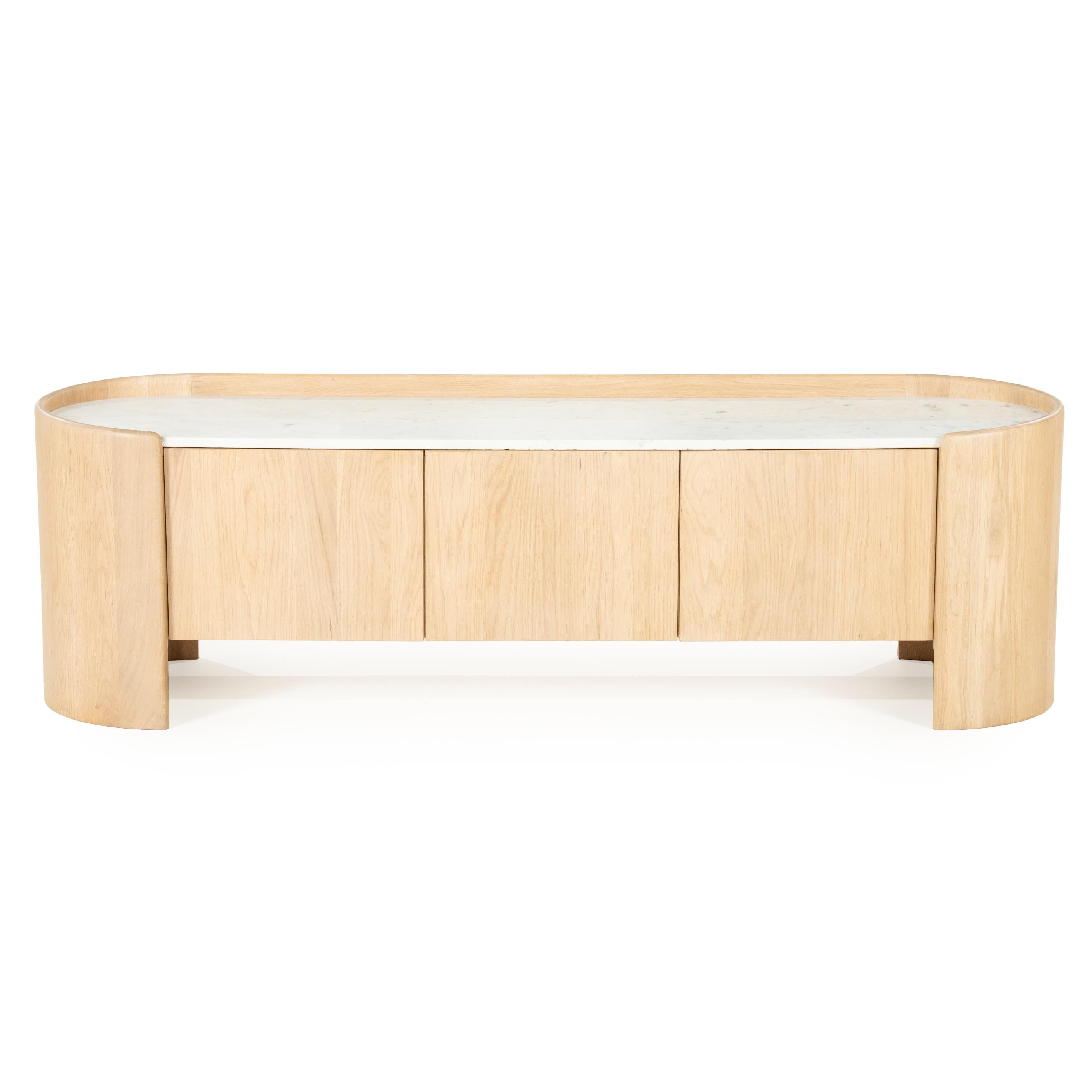 RTV cabinet DON oak wood with marble top