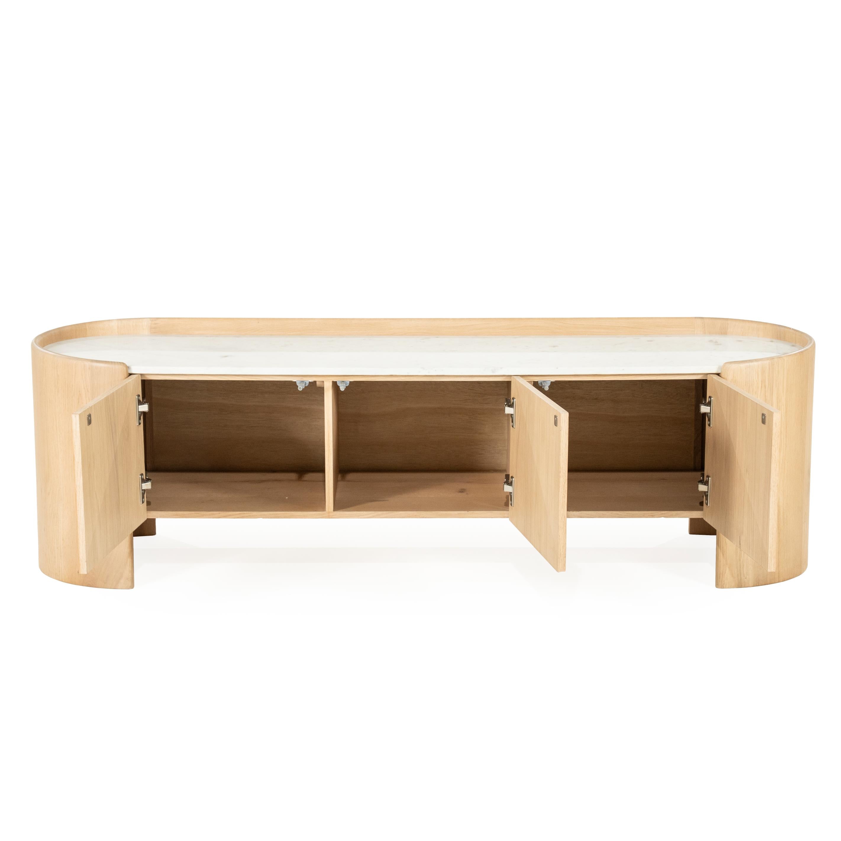 RTV cabinet DON oak wood with marble top