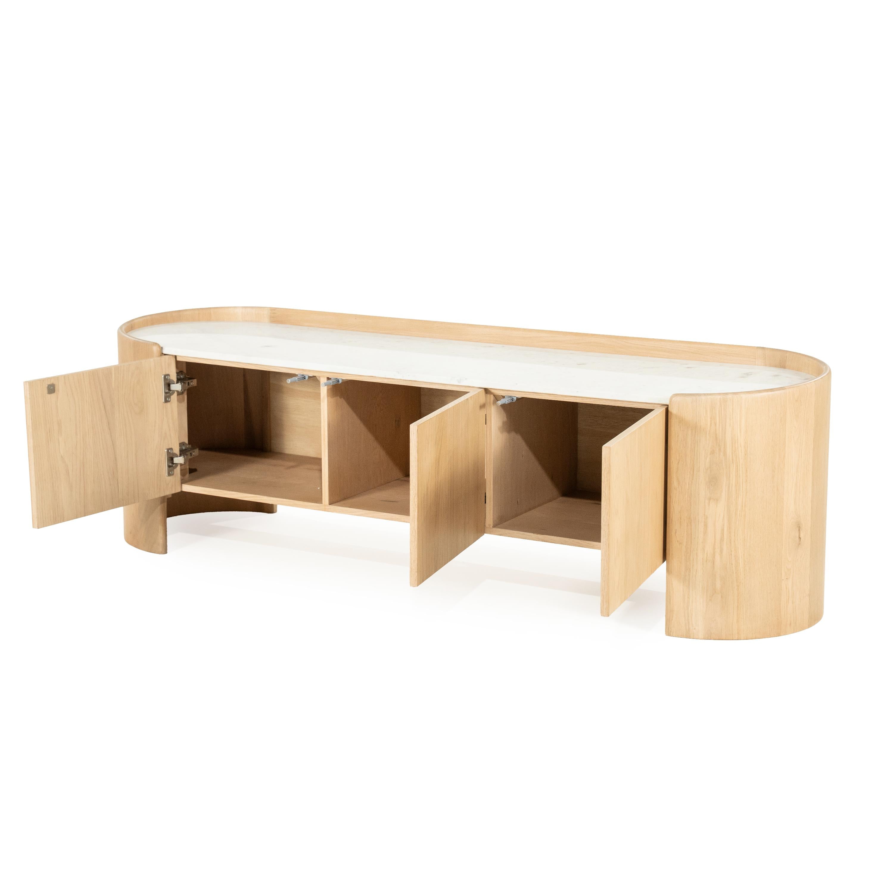 RTV cabinet DON oak wood with marble top