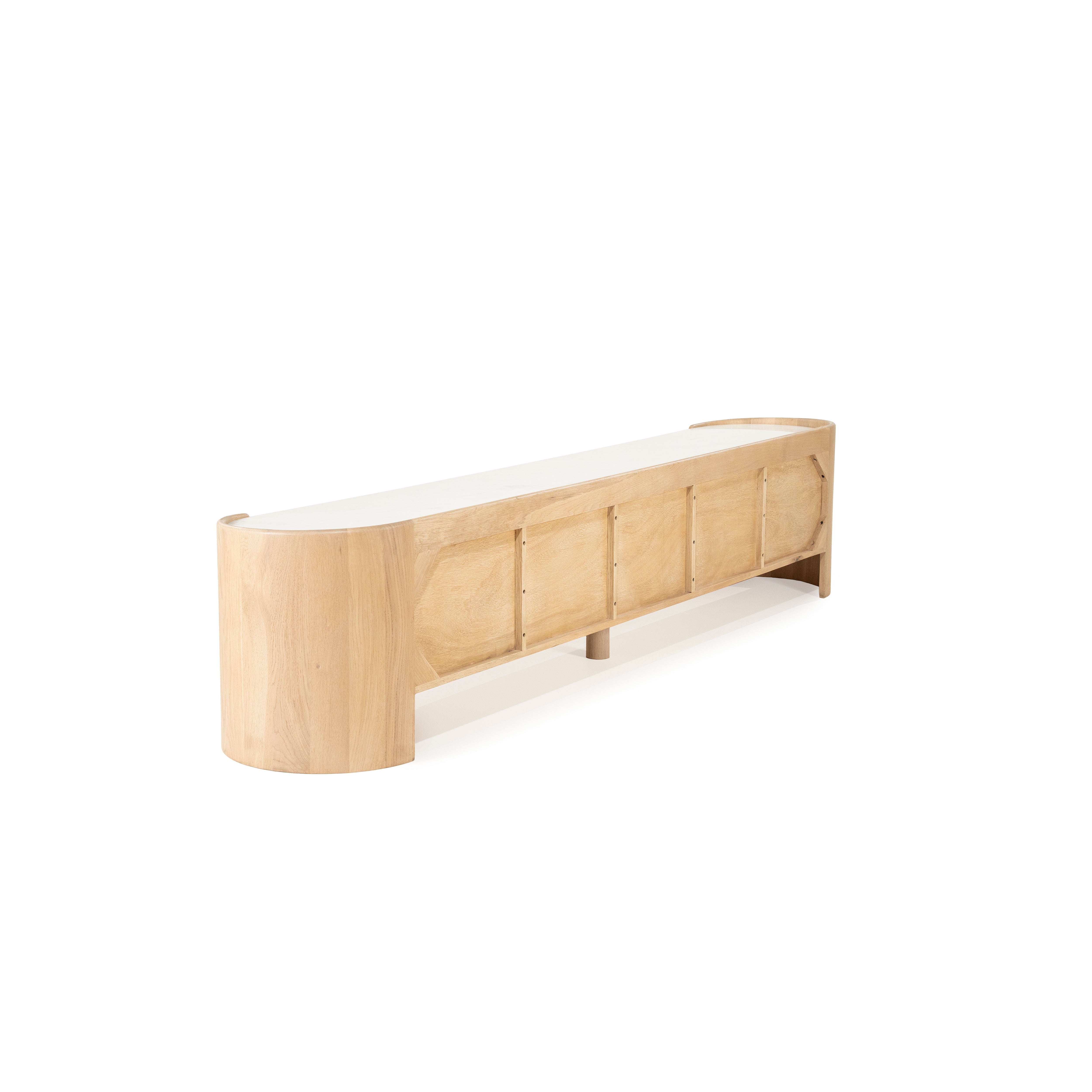 RTV cabinet DON oak wood with marble top