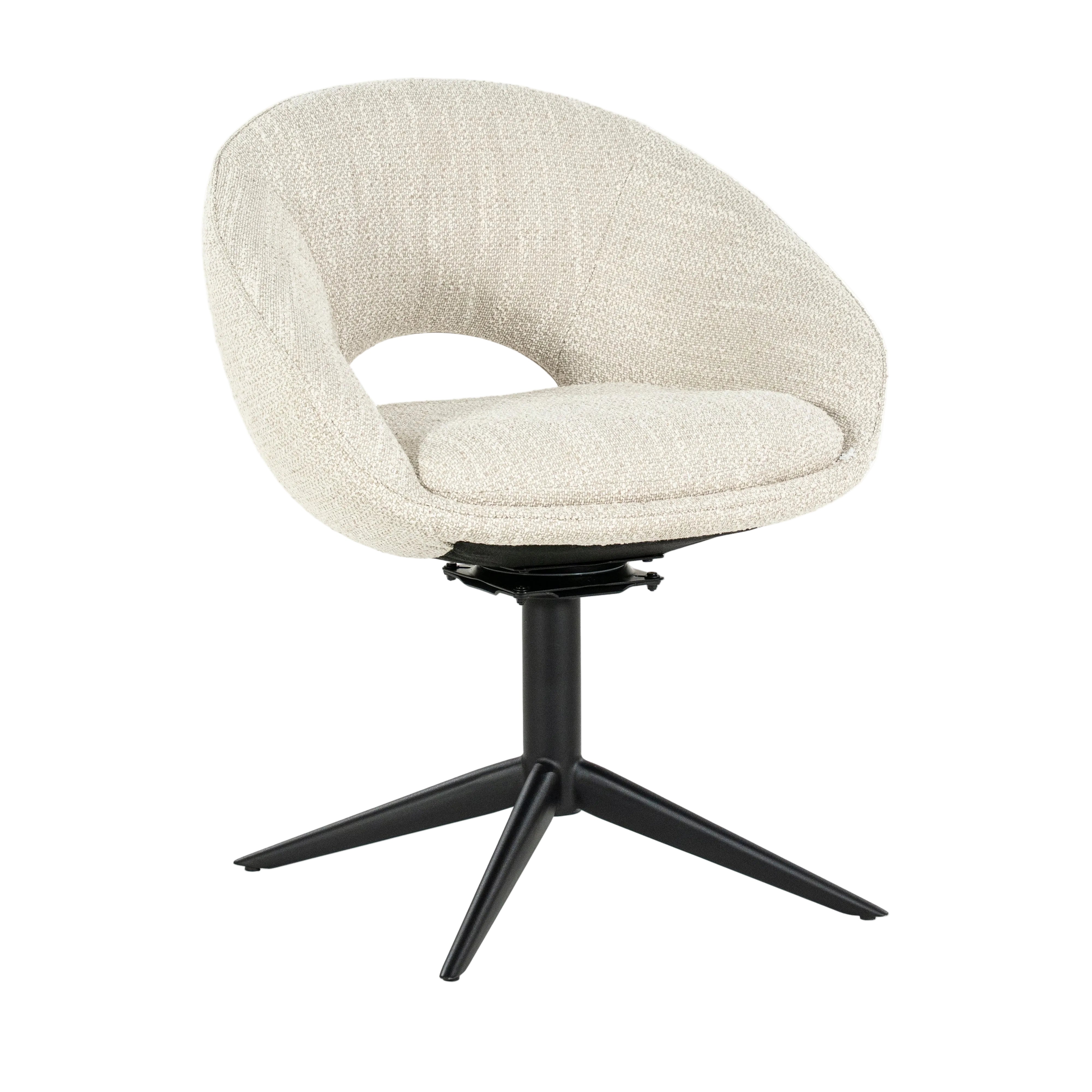 NOL Beige Swivel Chair with Black Base
