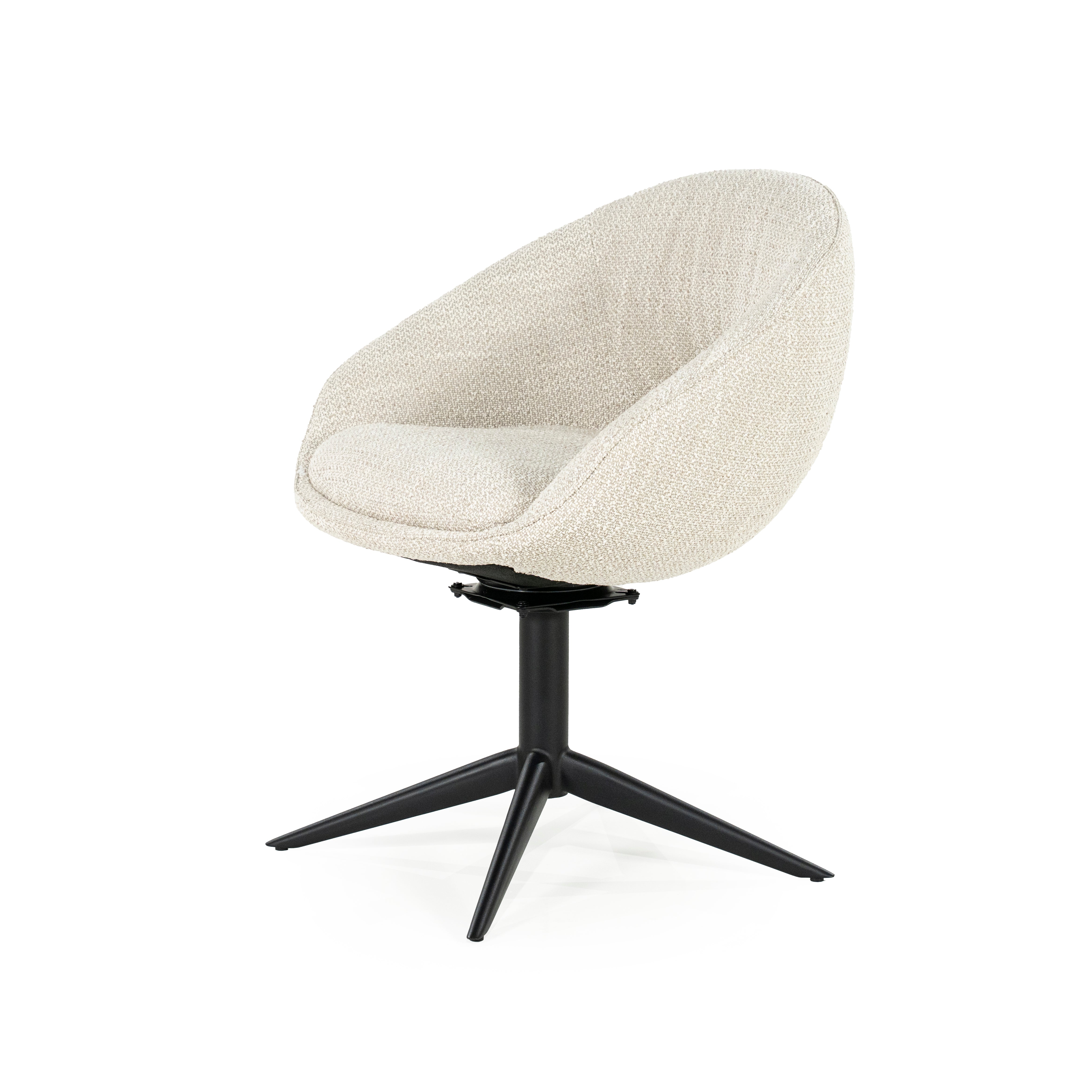 NOL Beige Swivel Chair with Black Base