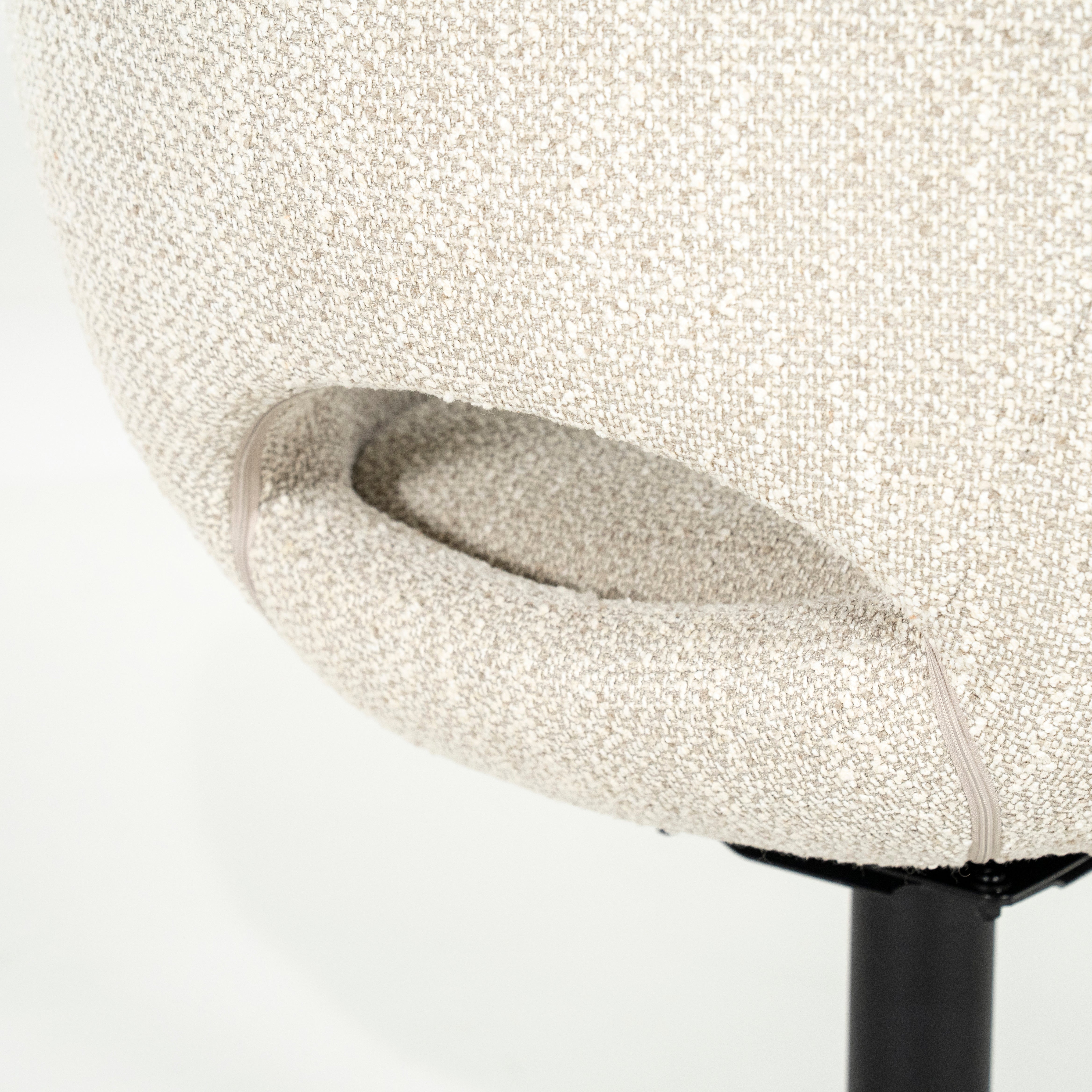 NOL Beige Swivel Chair with Black Base