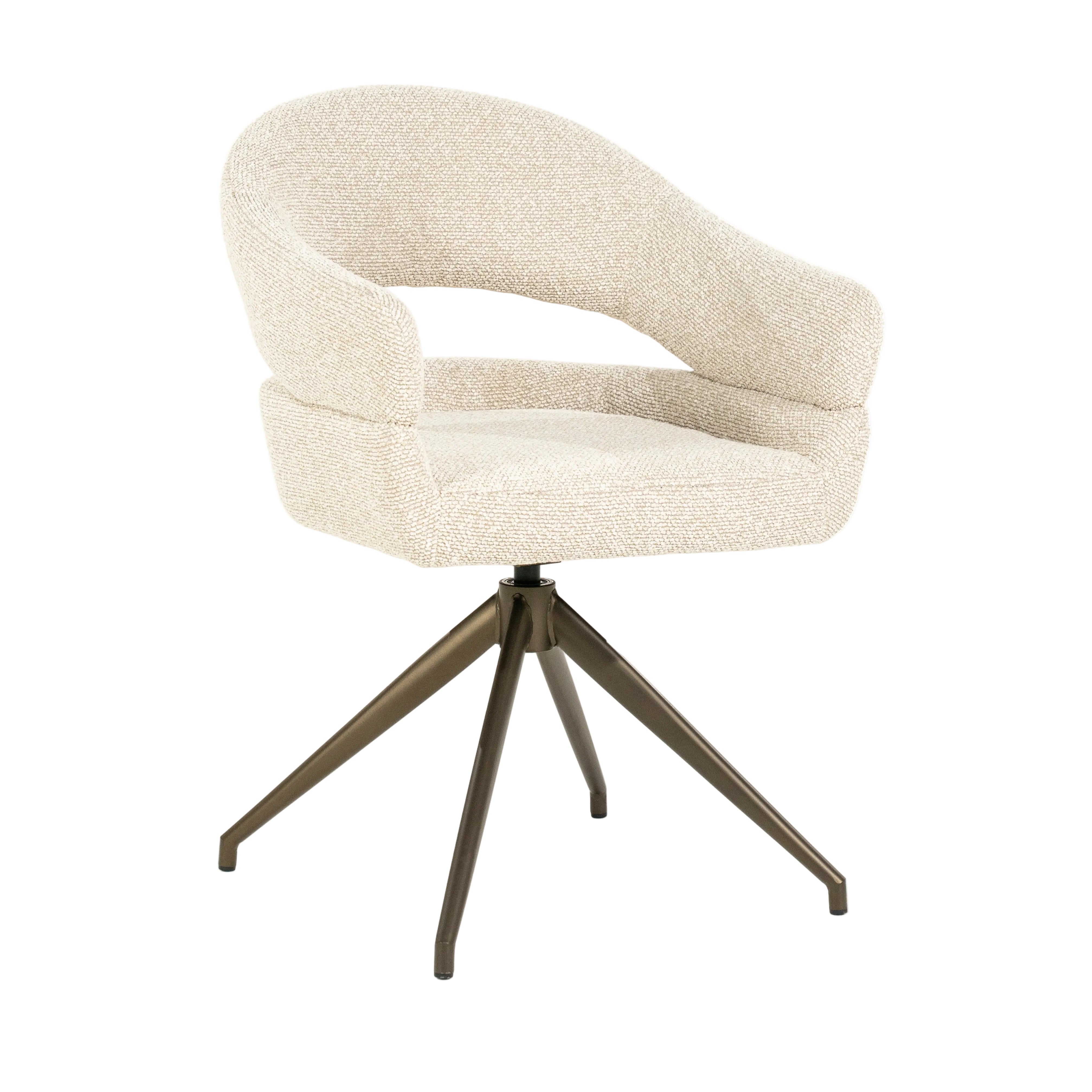 Drehstuhl HAILEY beige mit dunkelbraunem Fuß