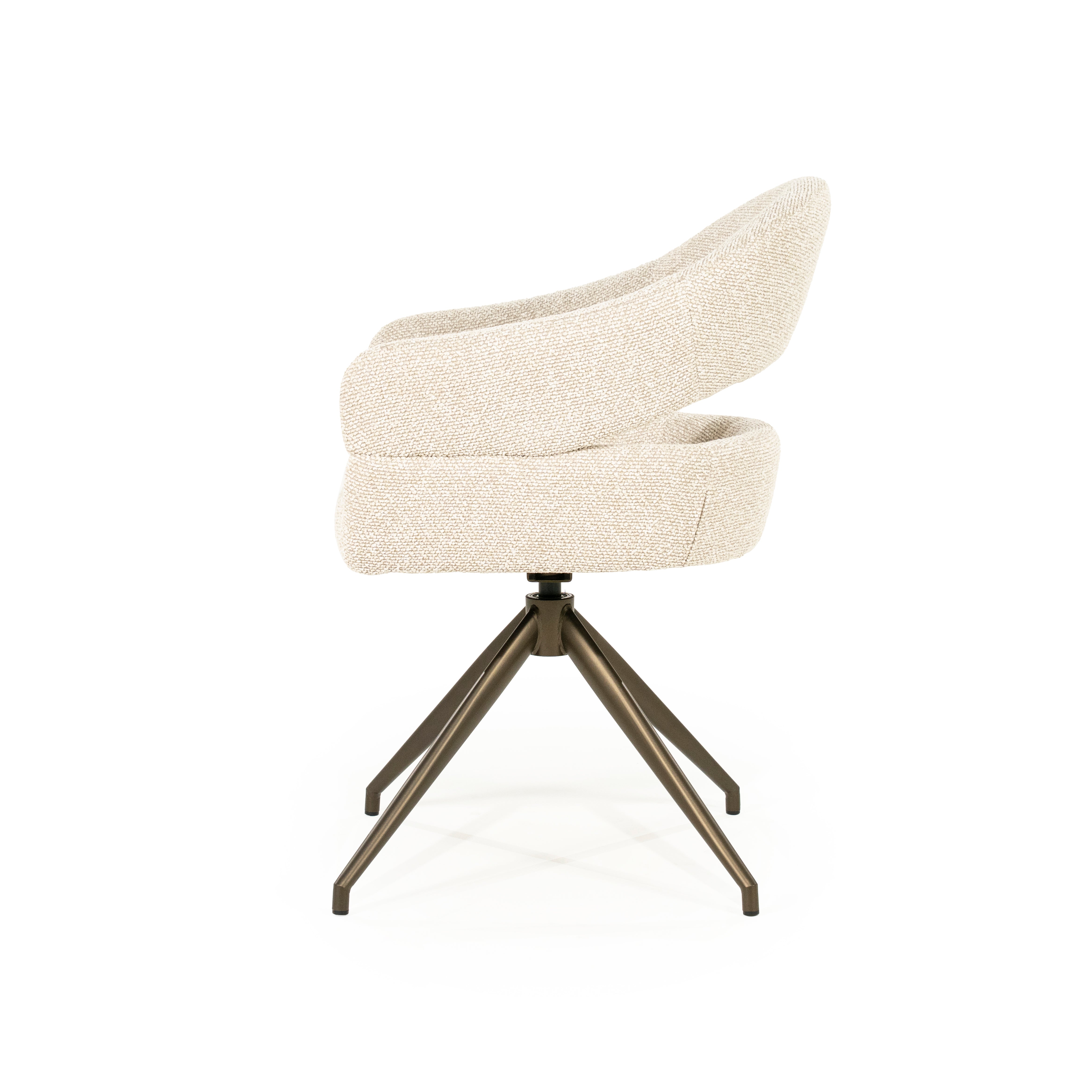 Drehstuhl HAILEY beige mit dunkelbraunem Fuß