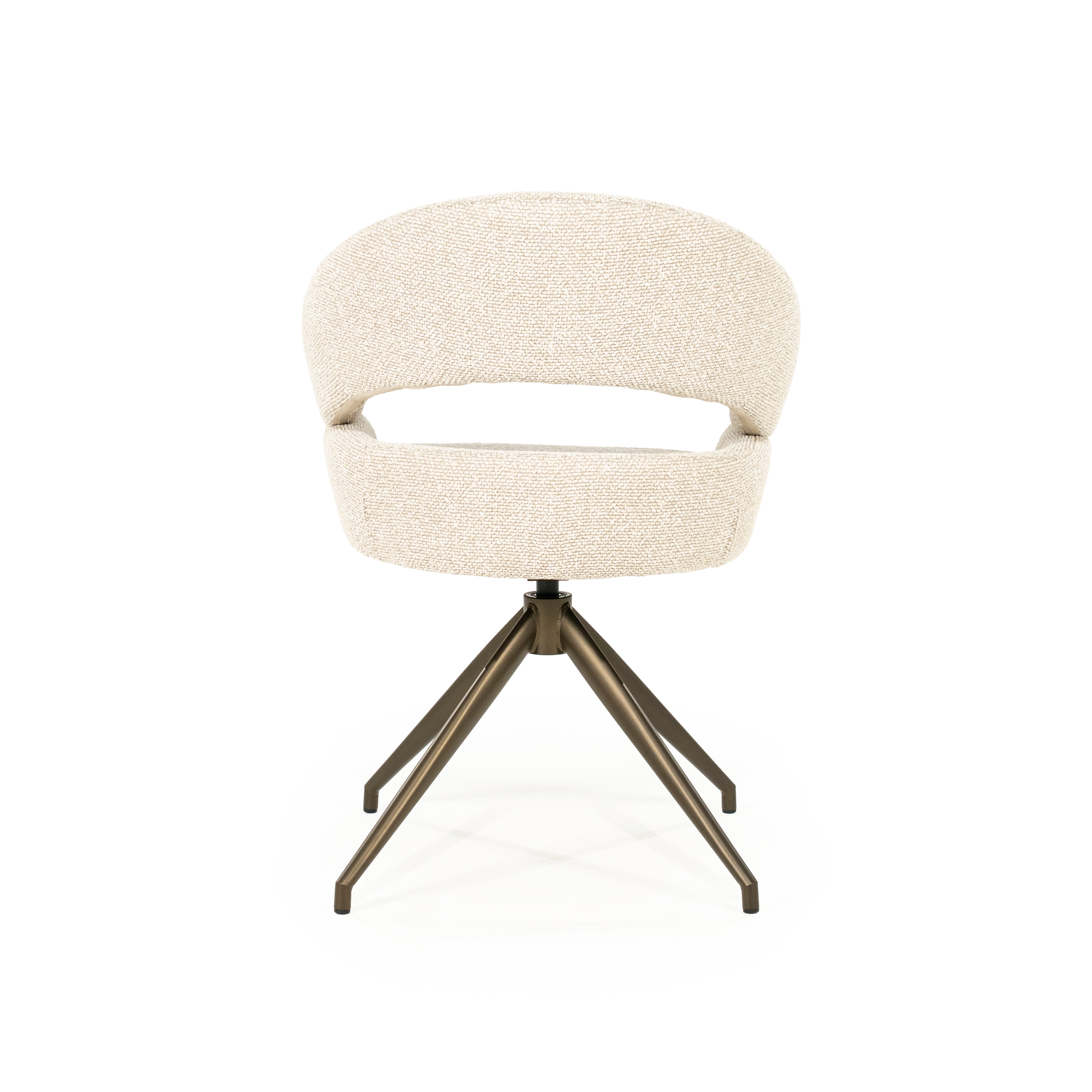 Drehstuhl HAILEY beige mit dunkelbraunem Fuß