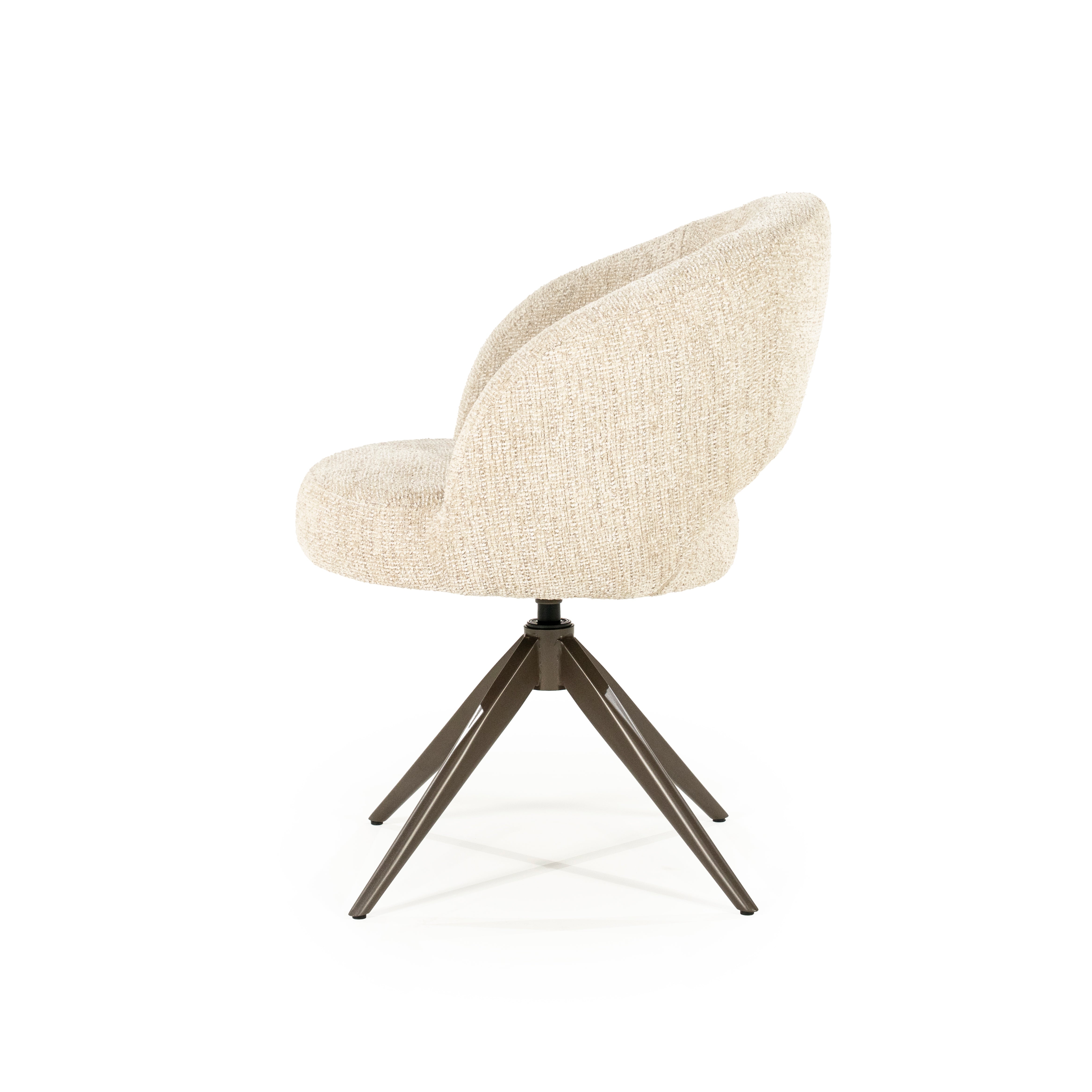 Drehstuhl ALISSA beige mit dunkelbraunem Fußteil