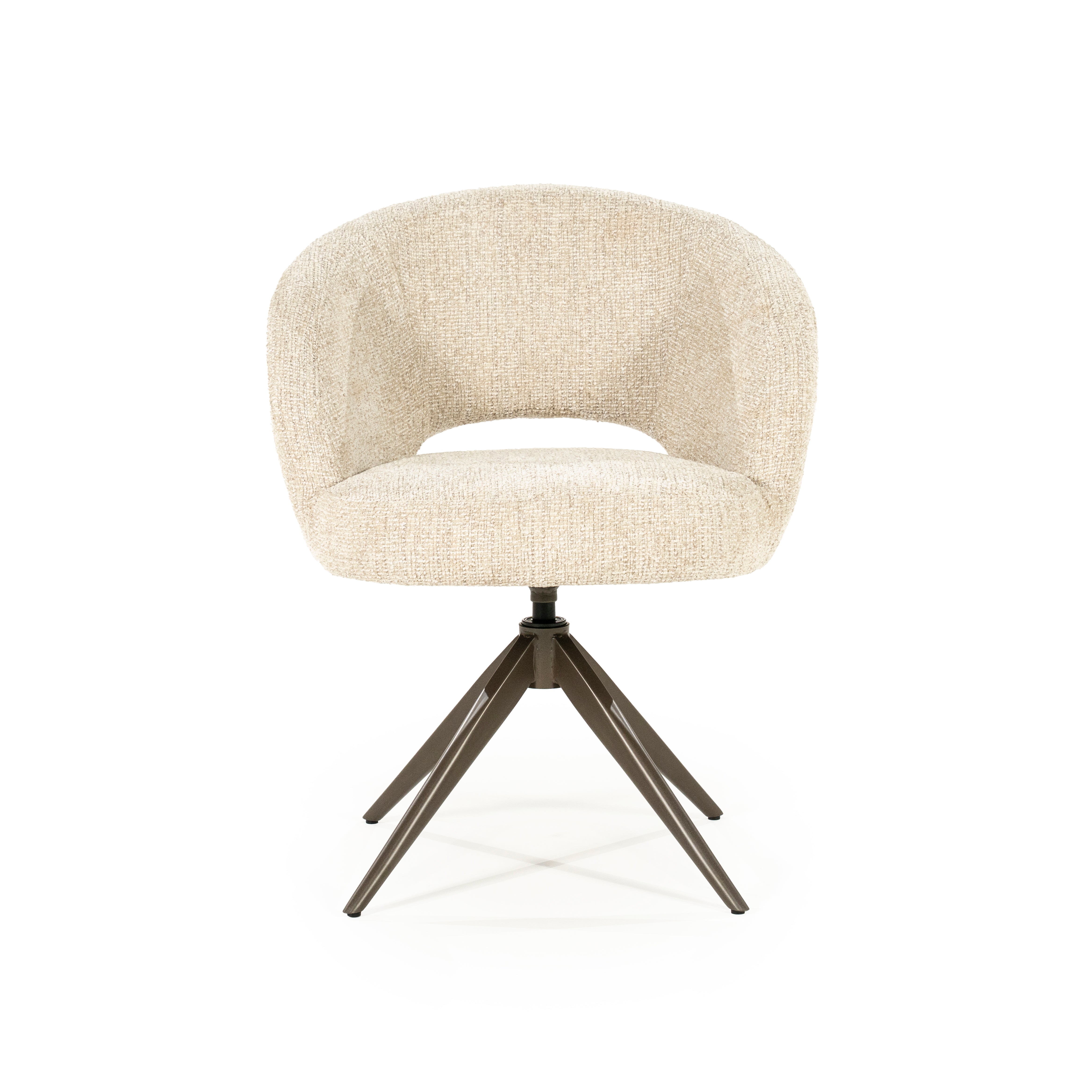 Drehstuhl ALISSA beige mit dunkelbraunem Fußteil