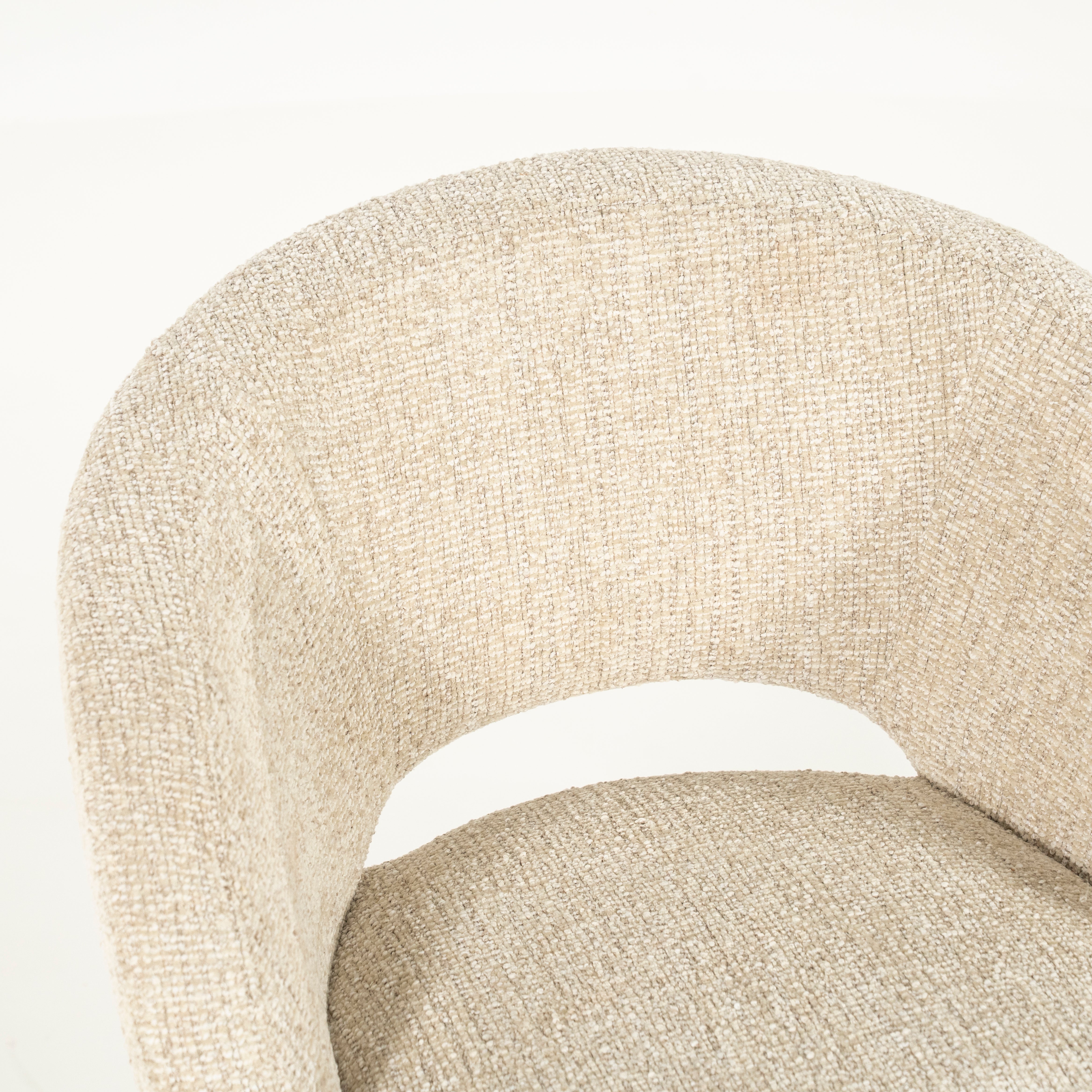 Drehstuhl ALISSA beige mit dunkelbraunem Fußteil