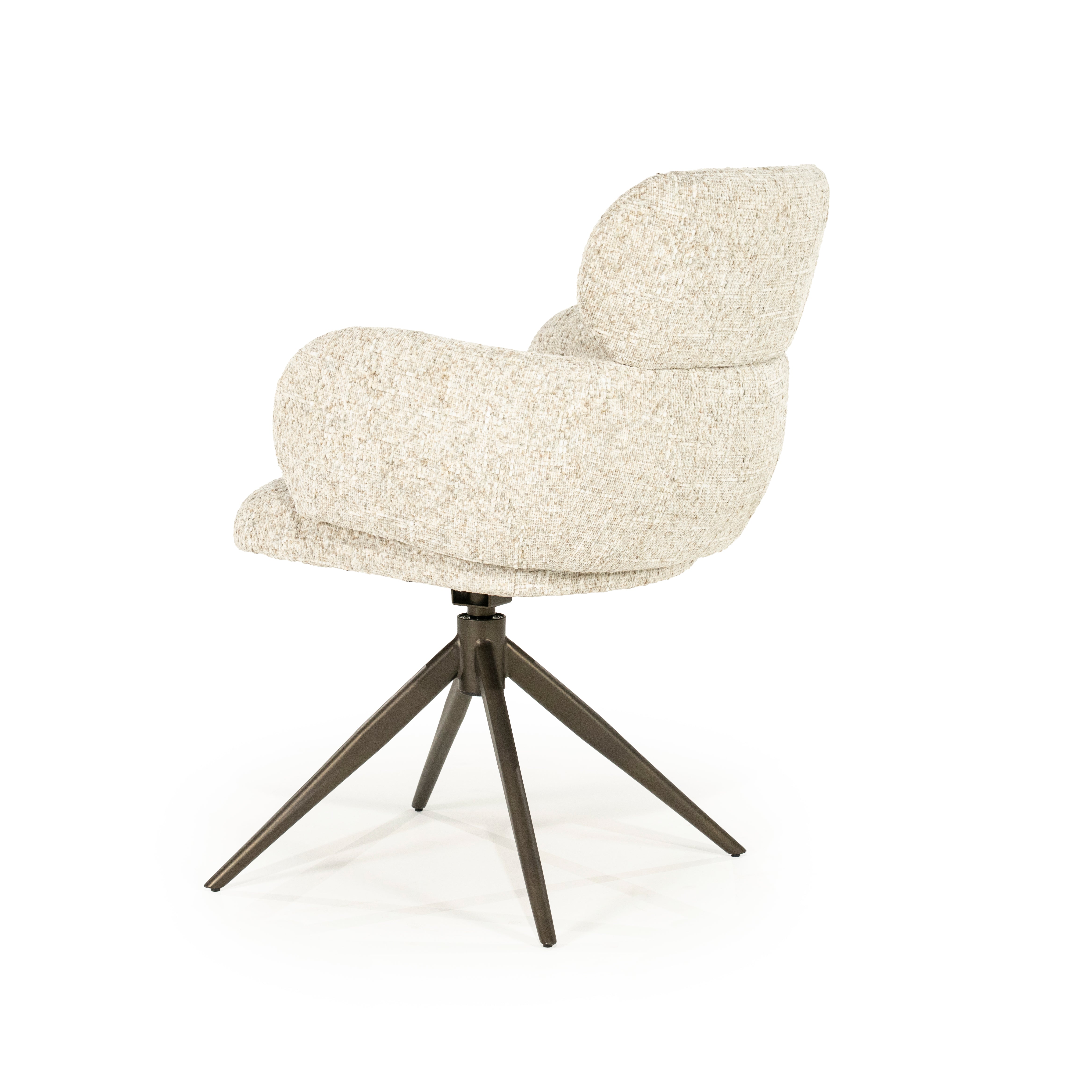 DARCIO swivel chair beige with dark brown base