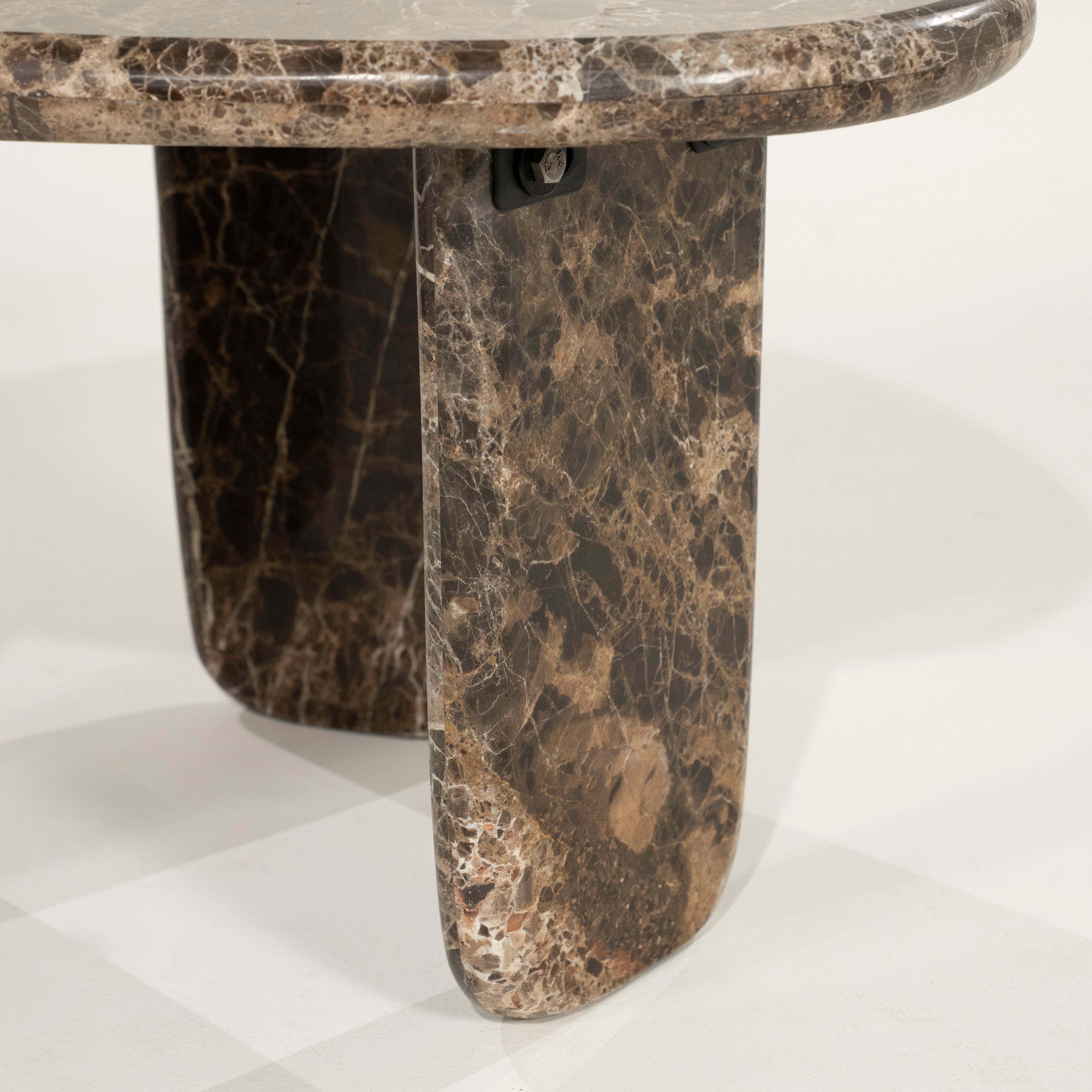 DEVIN Side Table Brown Emperador Marble