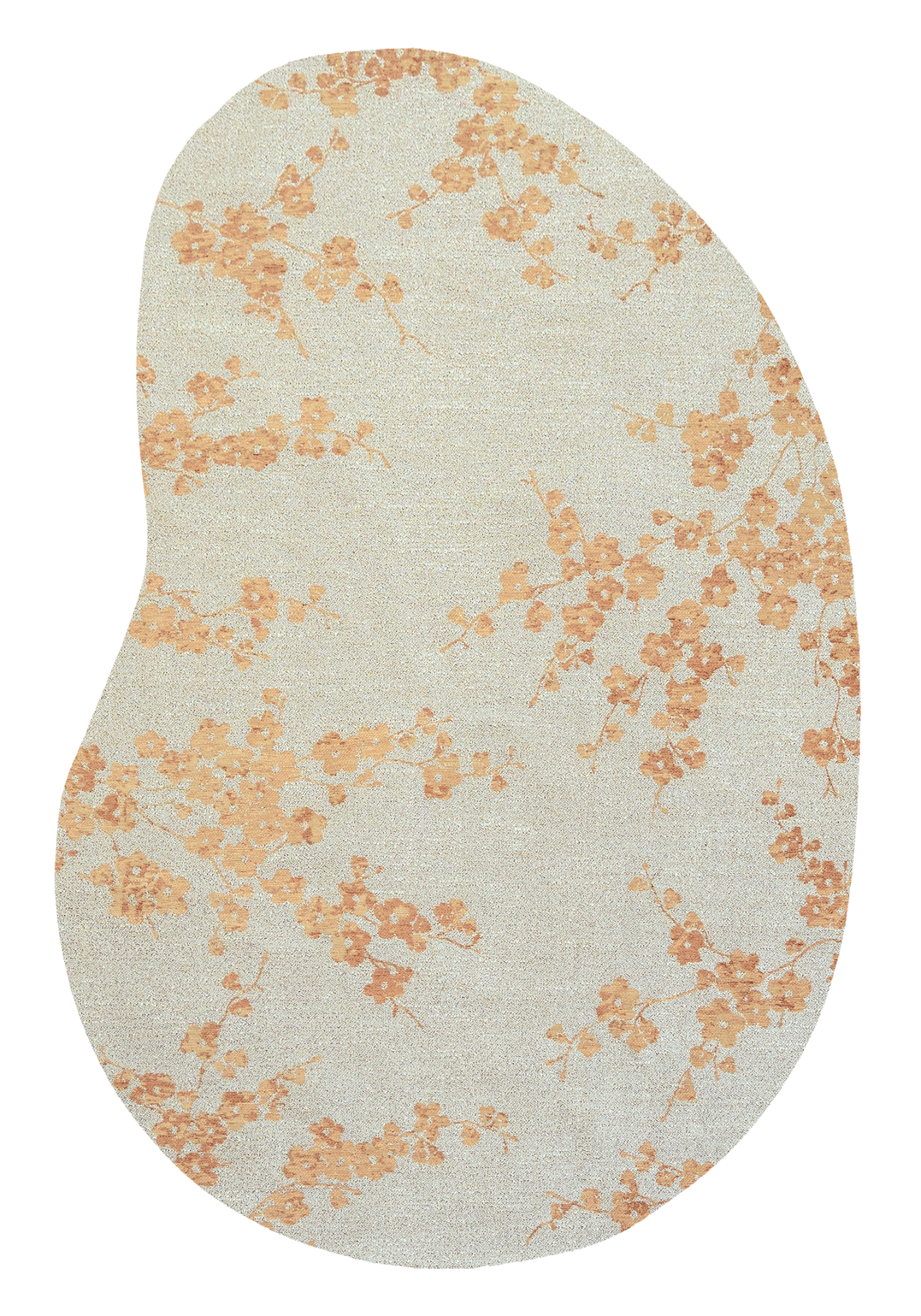 Ovaler Teppich SAKURA orange mit warmem Weiß