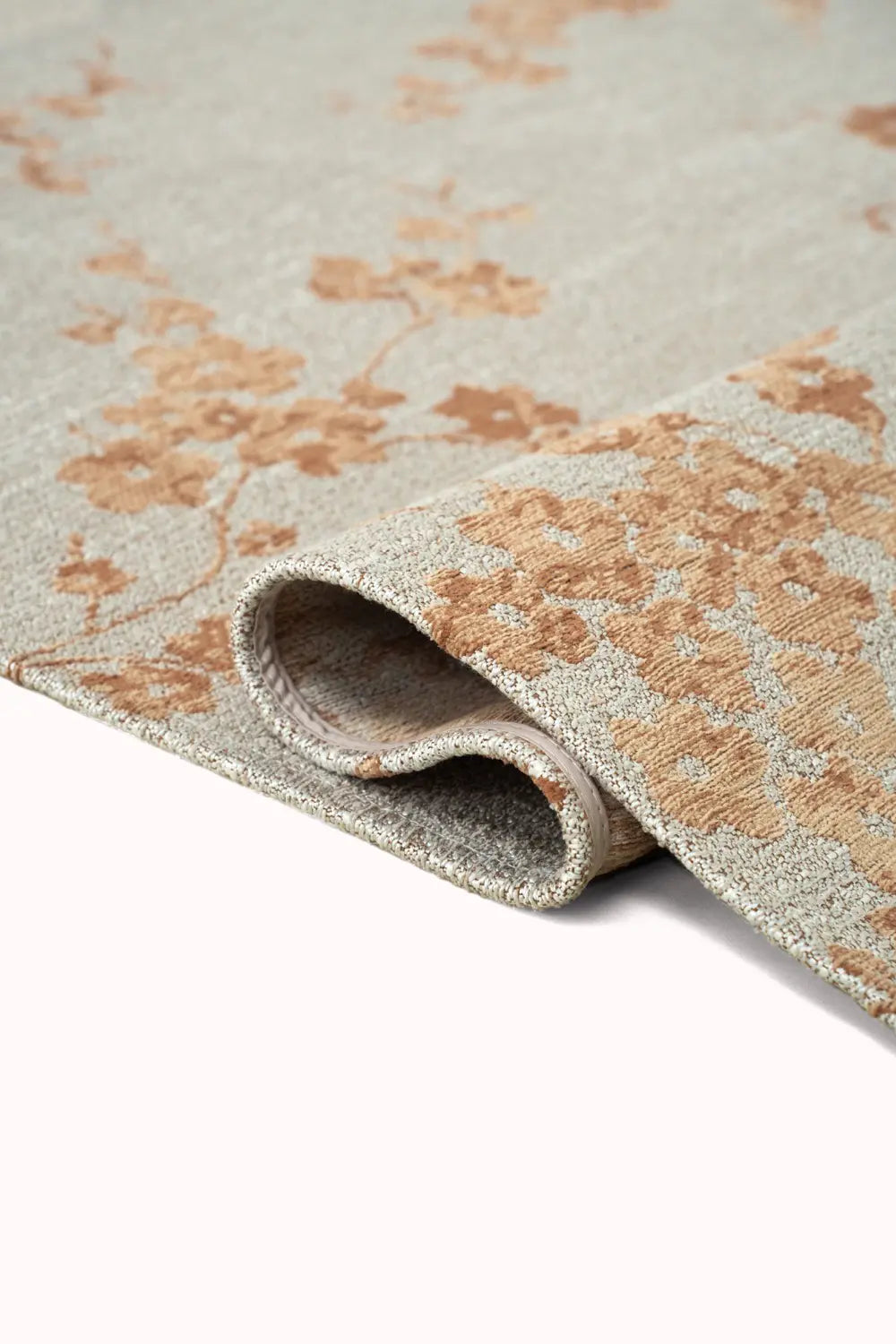 Ovaler Teppich SAKURA orange mit warmem Weiß