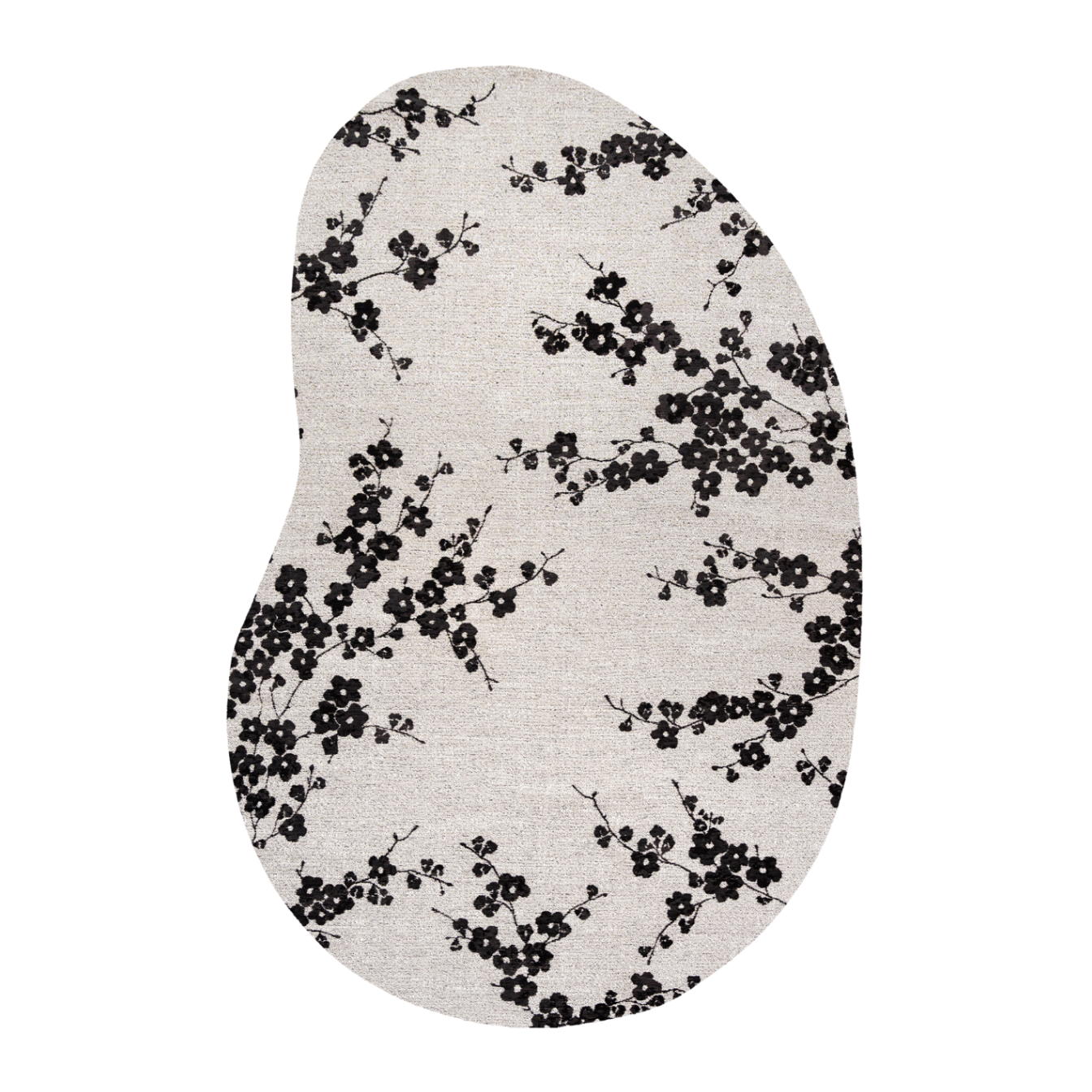 Ovaler Teppich SAKURA weiß mit schwarz