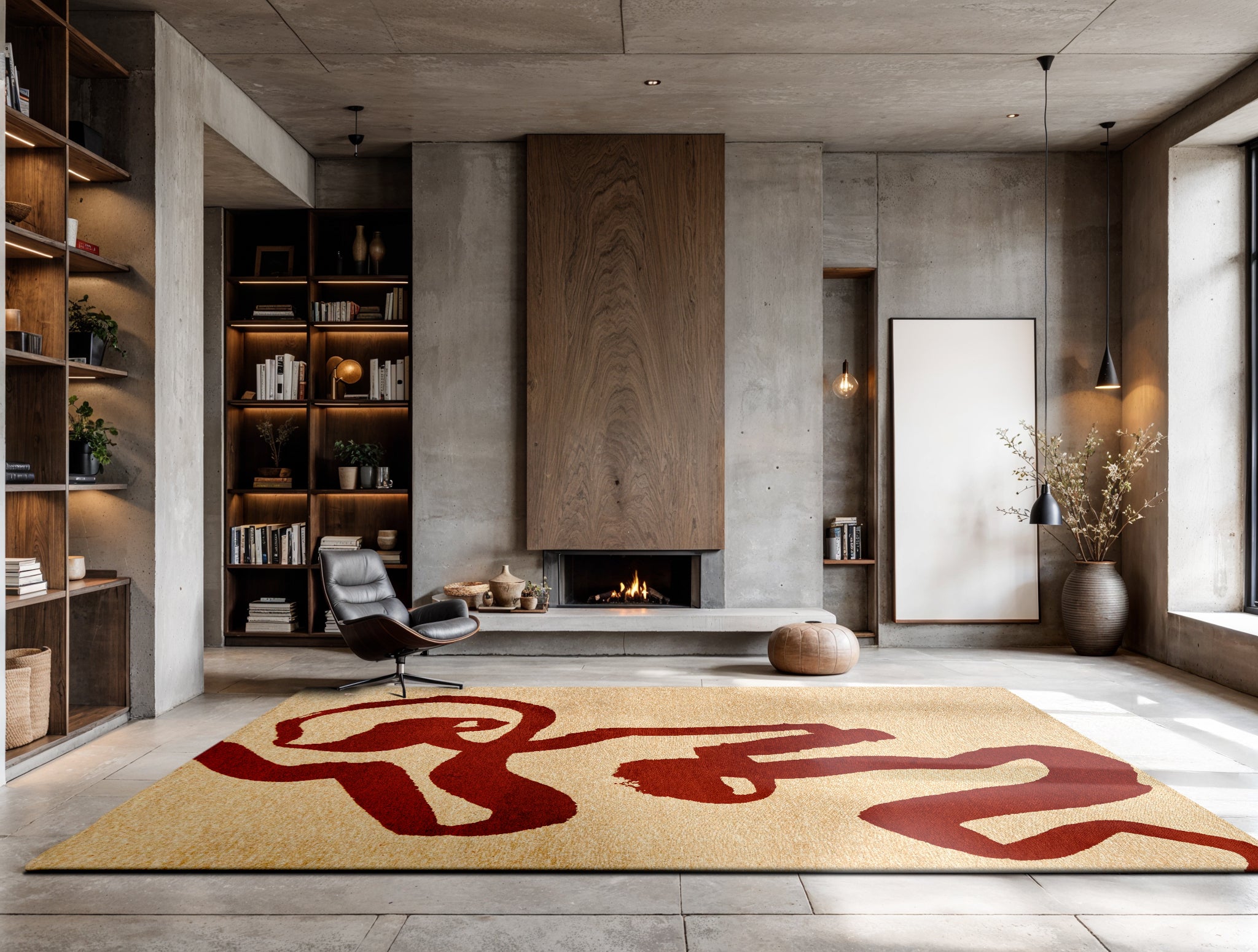 RIBBON Beige Carpet with Red