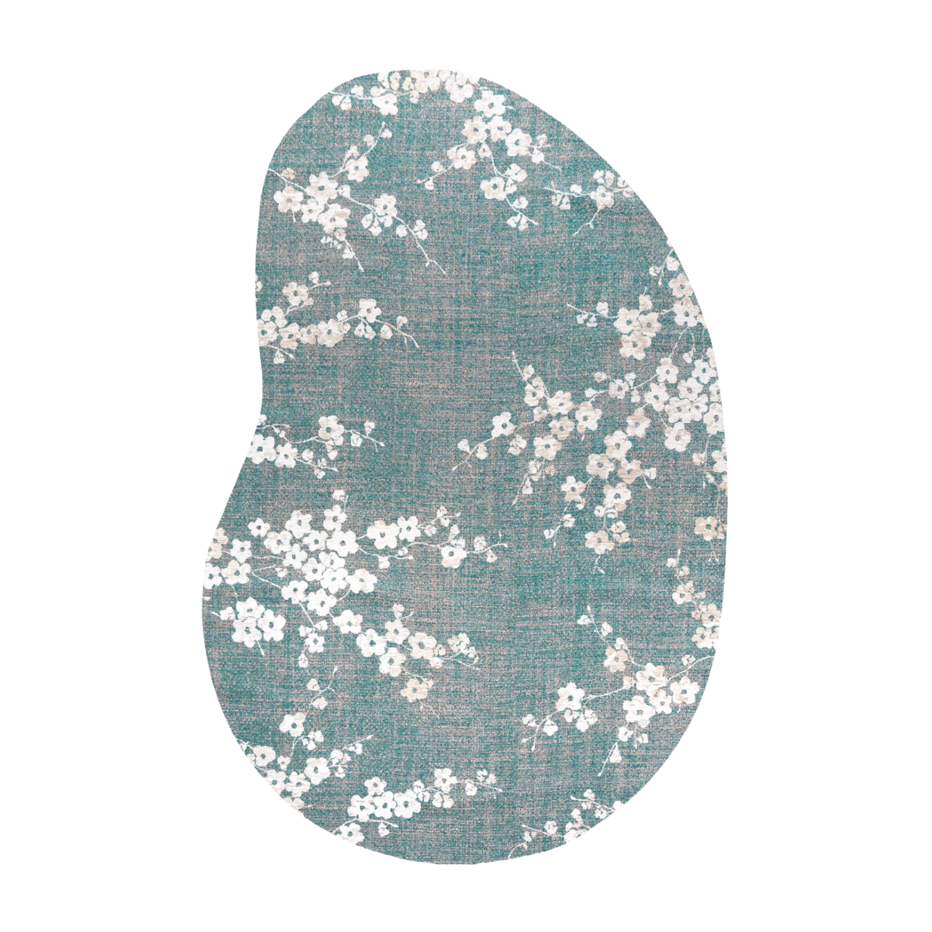 Ovaler Teppich SAKURA blau mit Weiß