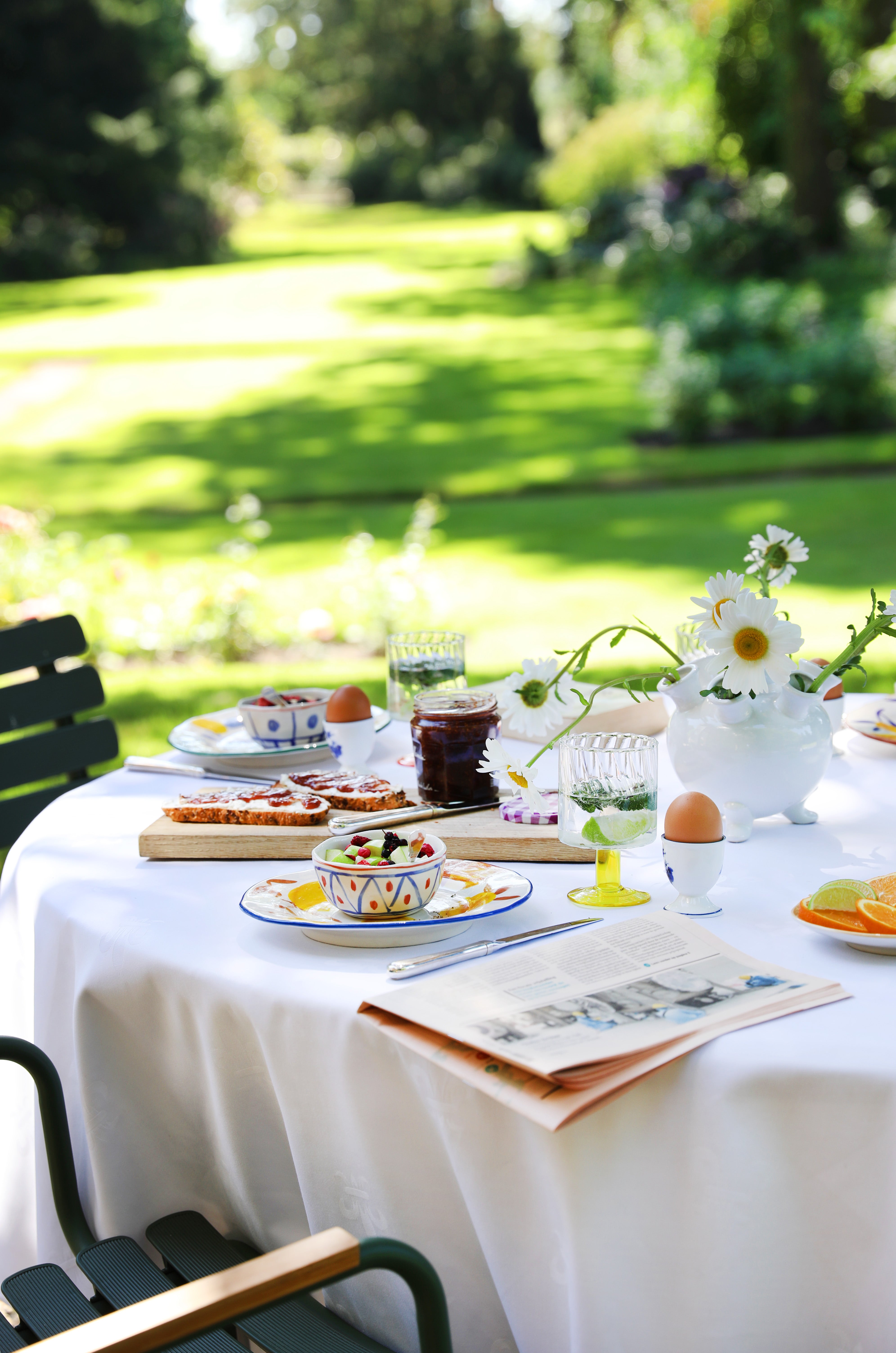 Set von Schalen LEMON MOROCCAN weiß mit Blau und Orange