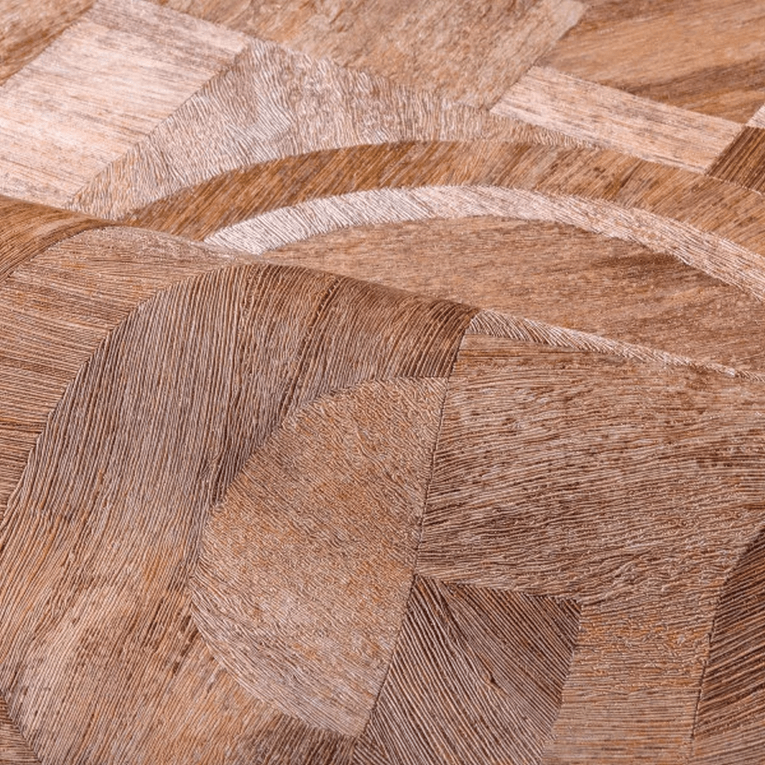 Strukturierte Tapete, die Holz imitiert, geometrisch mit Mosaikmuster INTARSIA - TERRE DE SIENNE kupferfarben