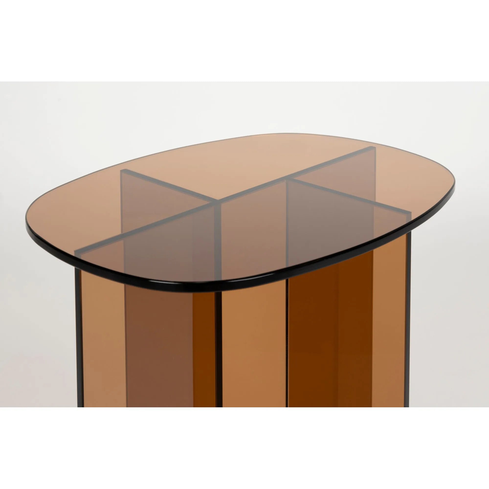 Beistelltisch LINEA mit braunem Glas