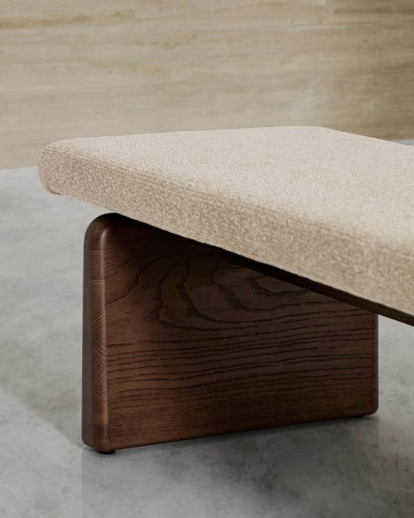 TOPAZ bench in beige chenille with a dark ash base