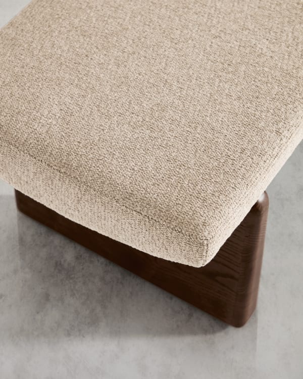 TOPAZ bench in beige chenille with a dark ash base