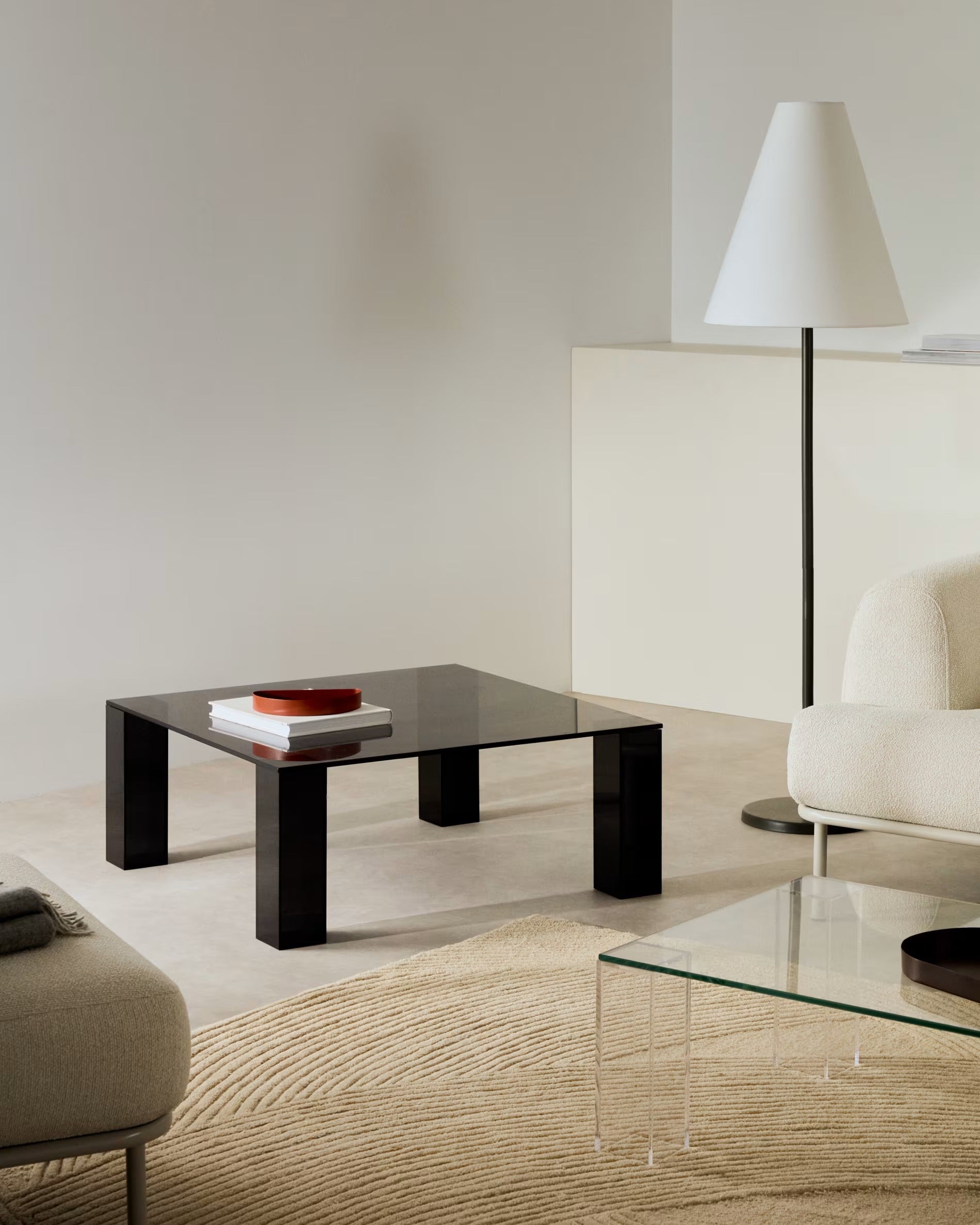 Square Coffee Table ADULARIA Dark Gray Tempered Glass