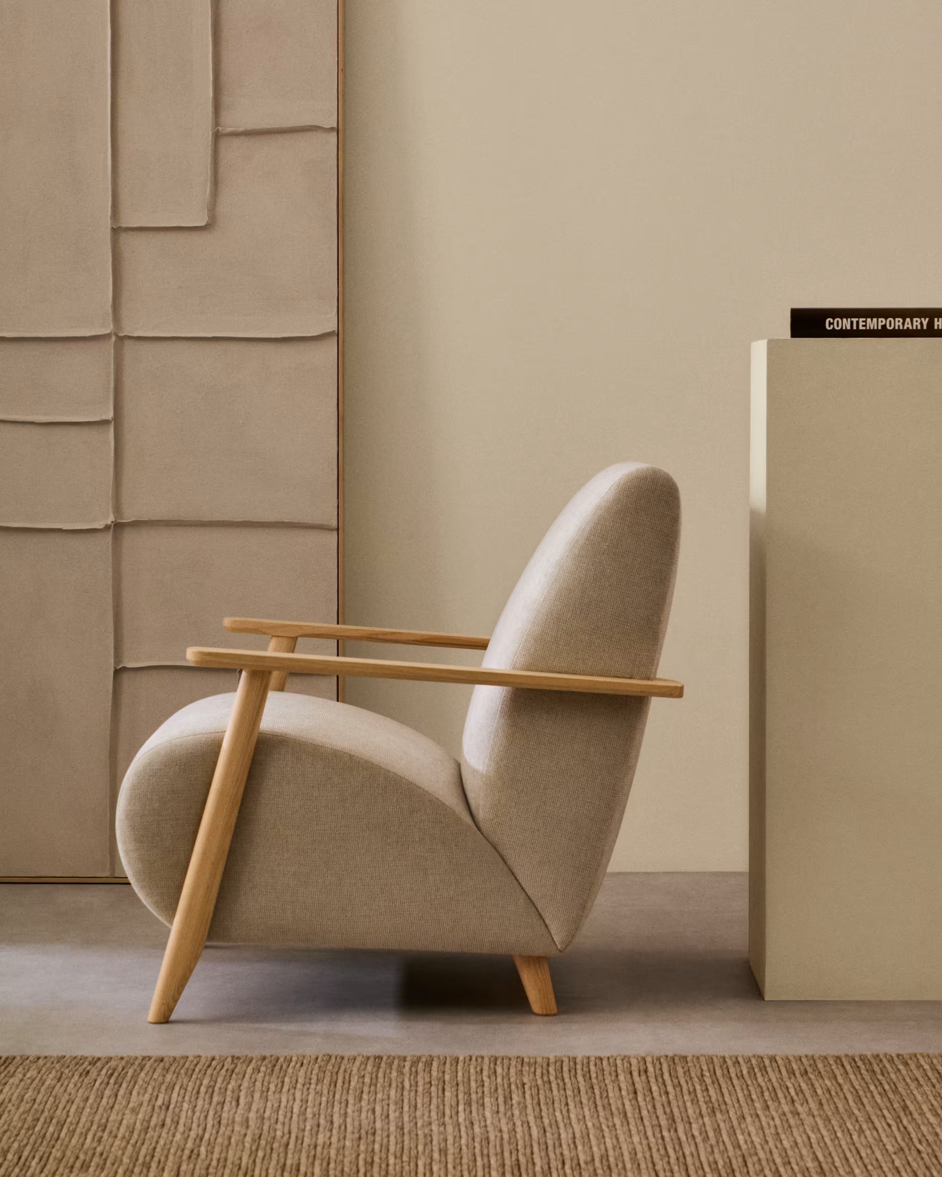 MEGHAN cream armchair with ash base