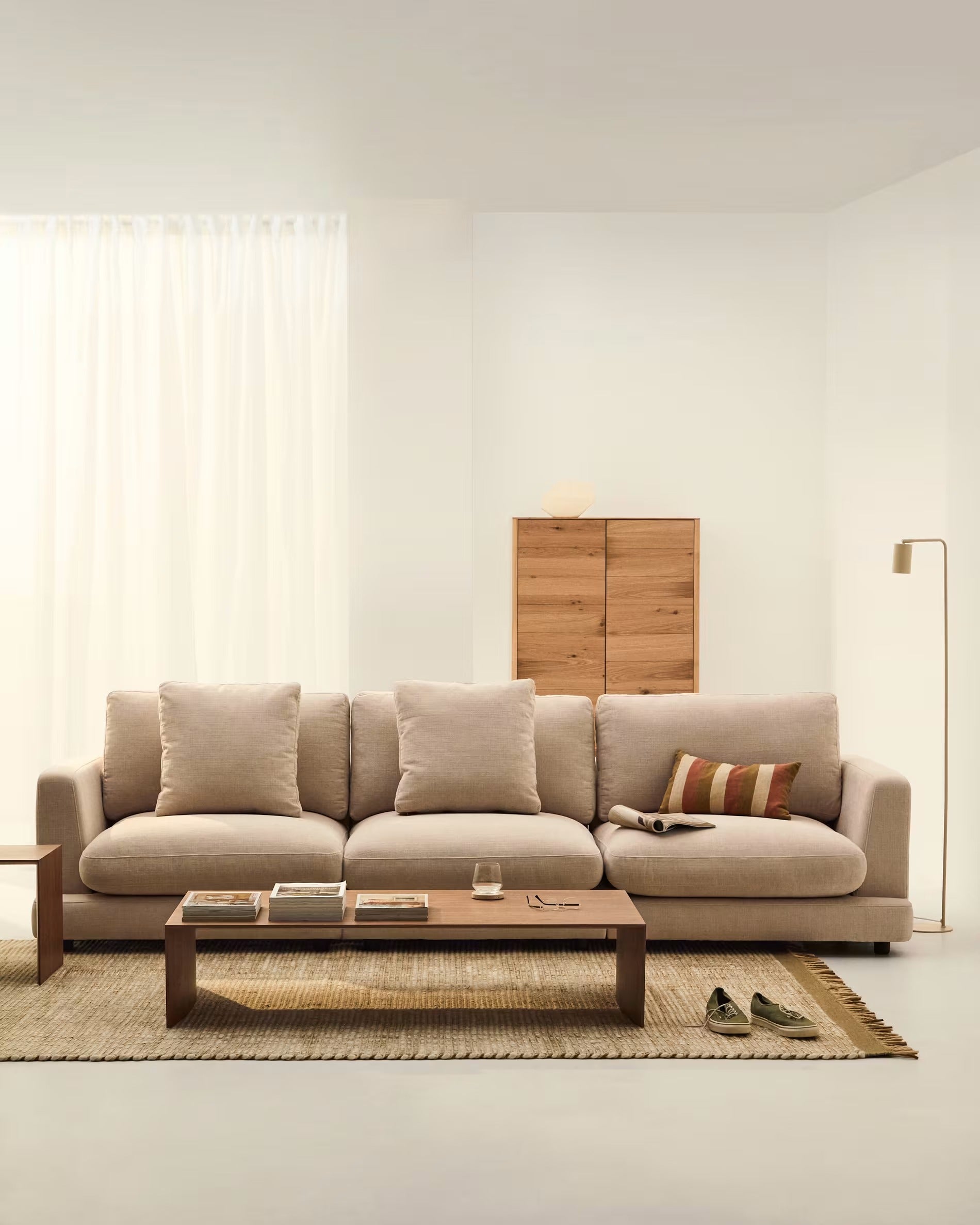 4-seater GALA sofa in beige chenille
